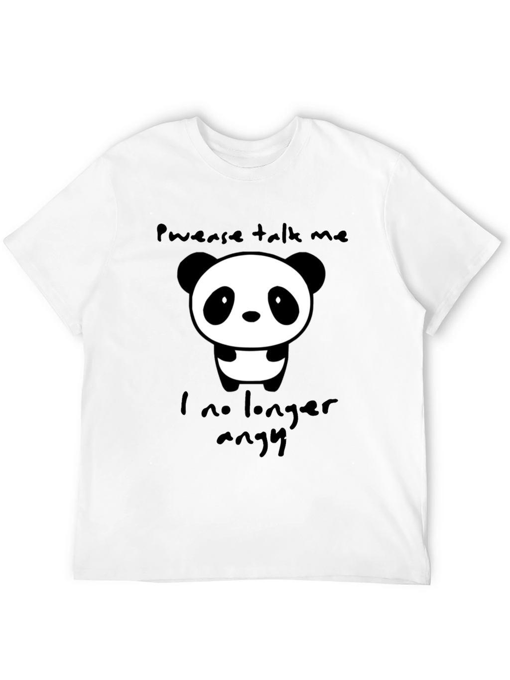 Cute Panda Graphic T-Shirt - Pwease Talk Me