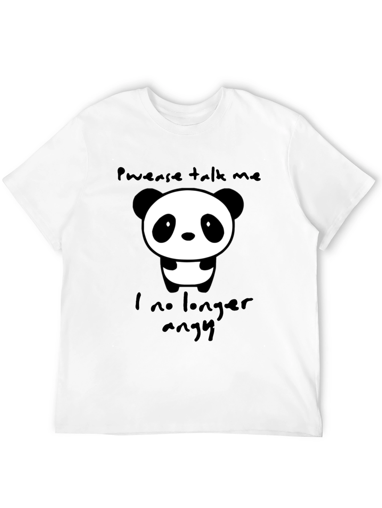 Cute Panda Graphic T-Shirt - Pwease Talk Me