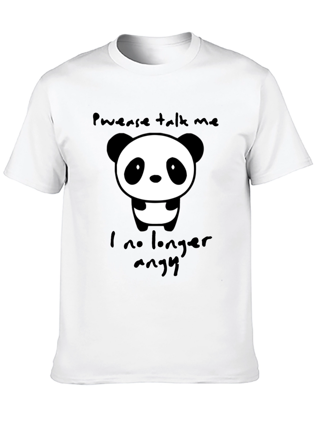 Cute Panda Graphic T-Shirt - Pwease Talk Me