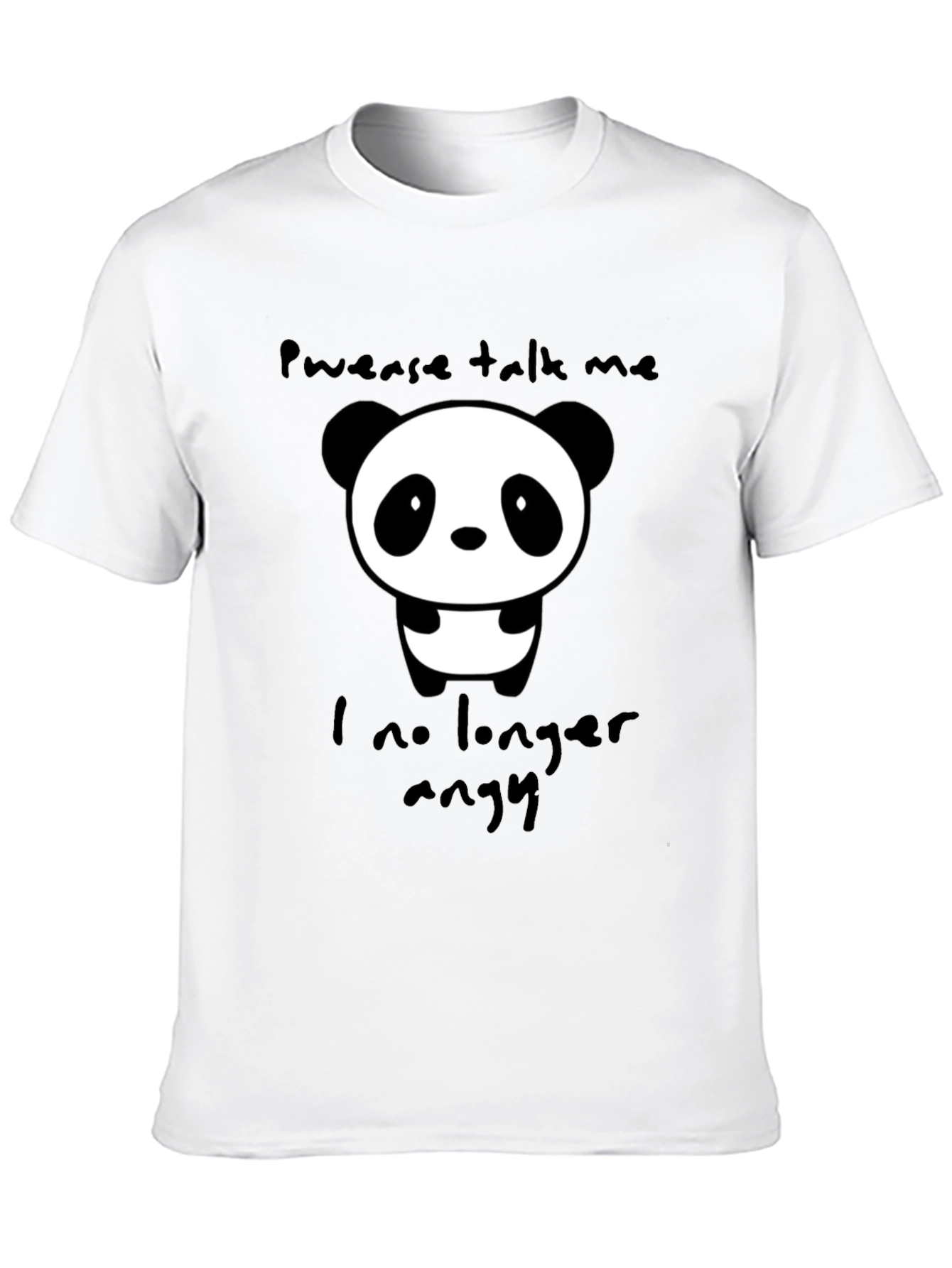 Cute Panda Graphic T-Shirt - Pwease Talk Me