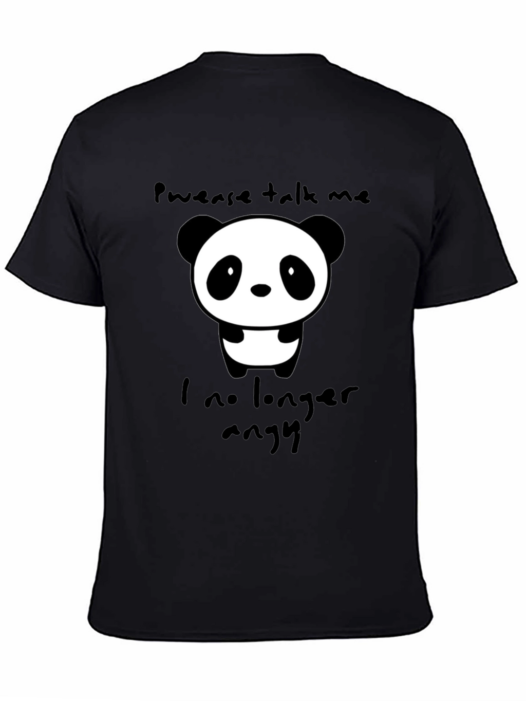 Cute Panda Graphic T-Shirt - Pwease Talk Me