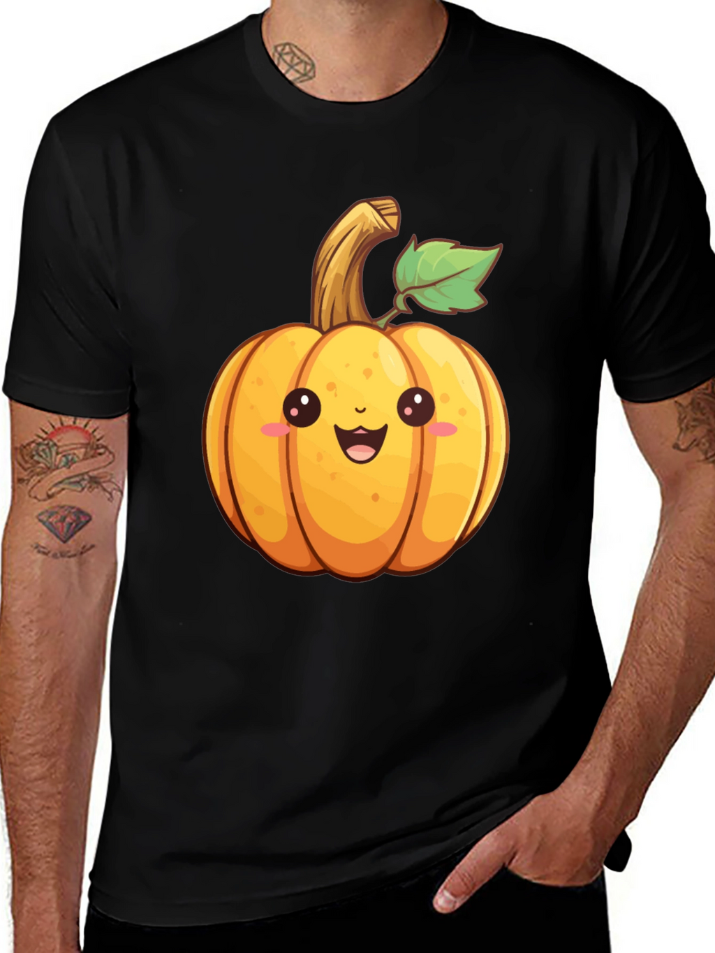 Cute Cartoon Pumpkin Graphic T-Shirt