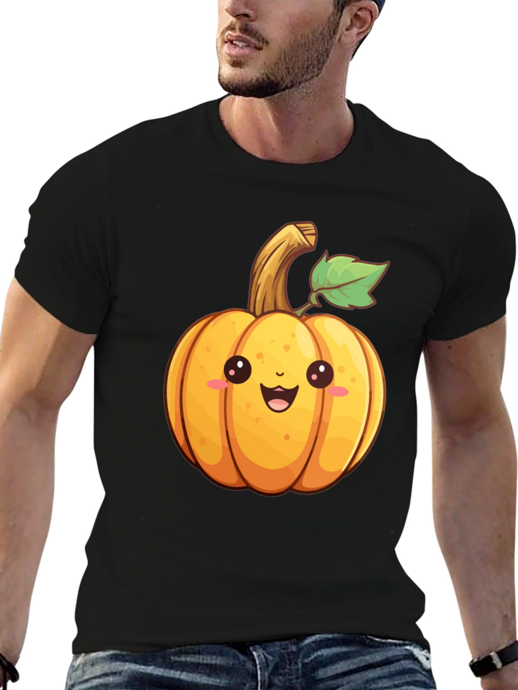 Cute Cartoon Pumpkin Graphic T-Shirt