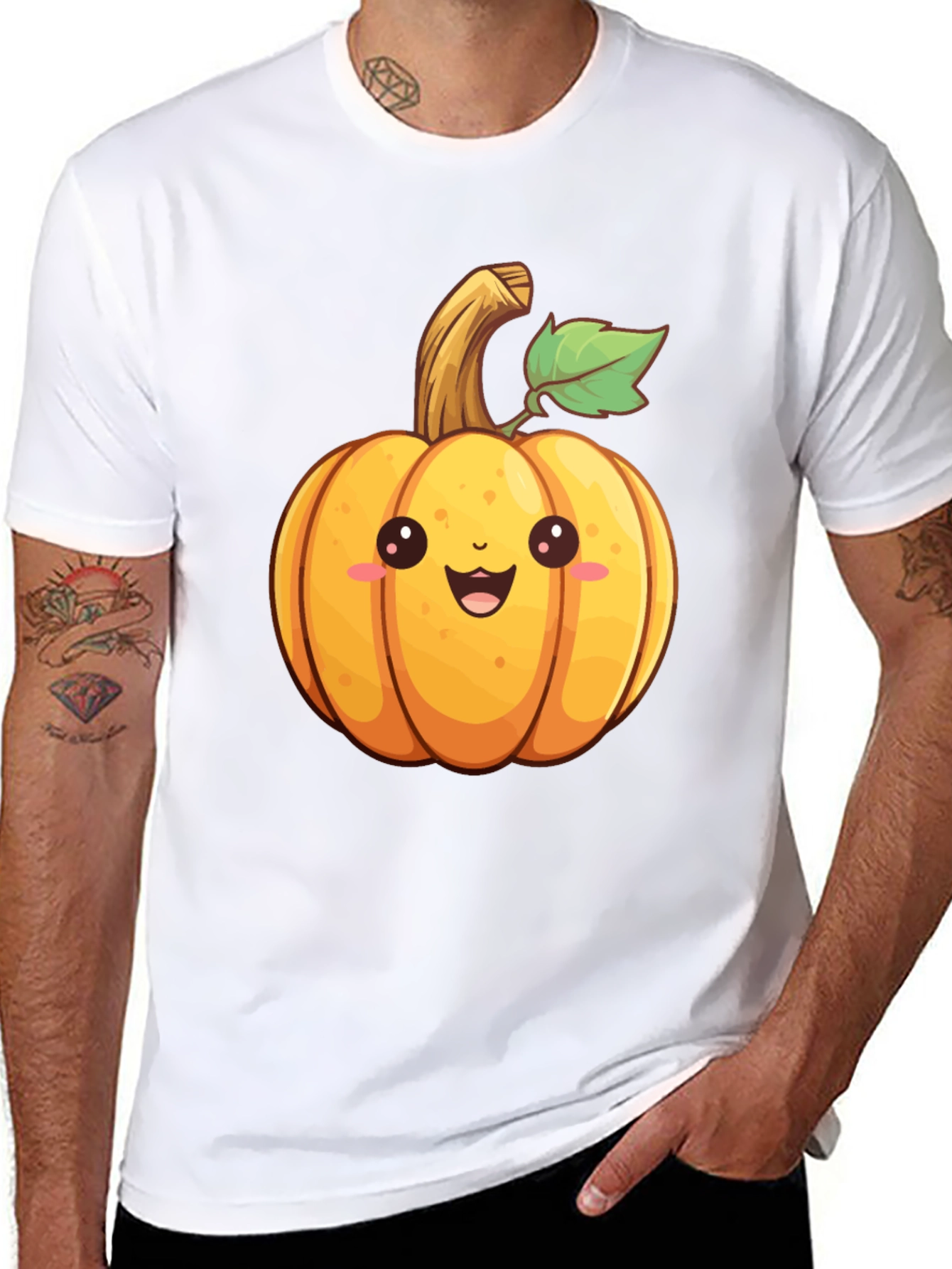 Cute Cartoon Pumpkin Graphic T-Shirt