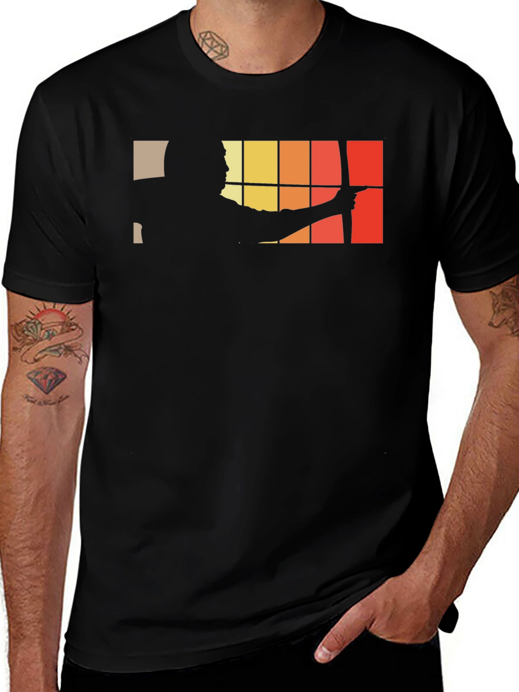 Archery Silhouette Graphic Black T-Shirt