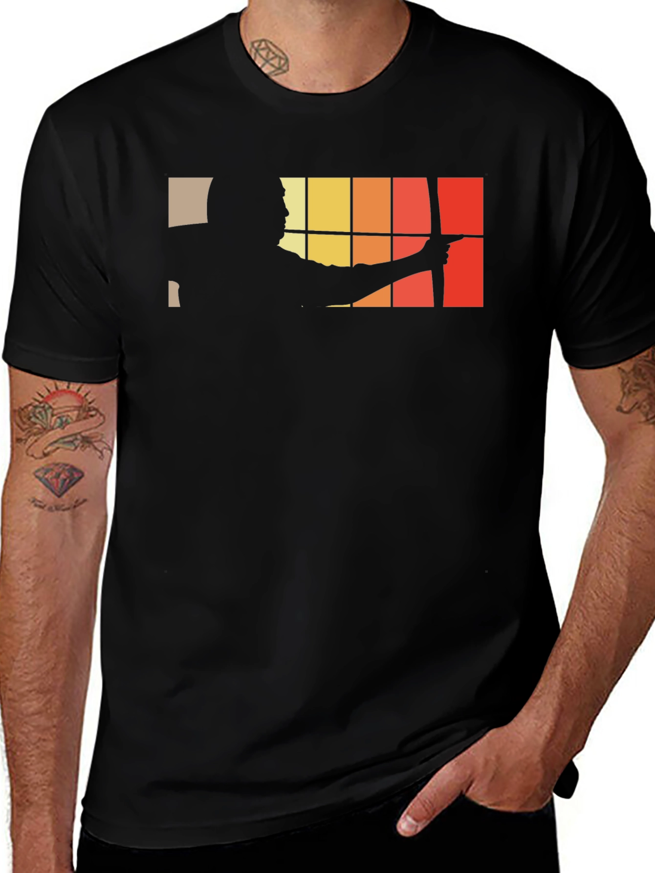 Archery Silhouette Graphic Black T-Shirt