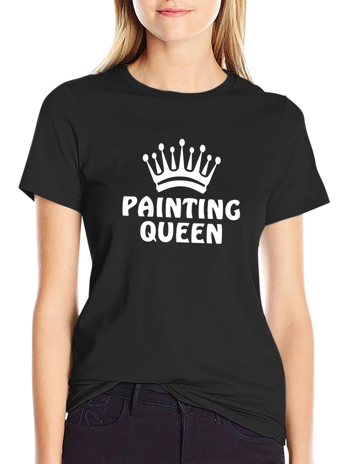 Painting Queen Graphic Tee - Black Cotton Shirt