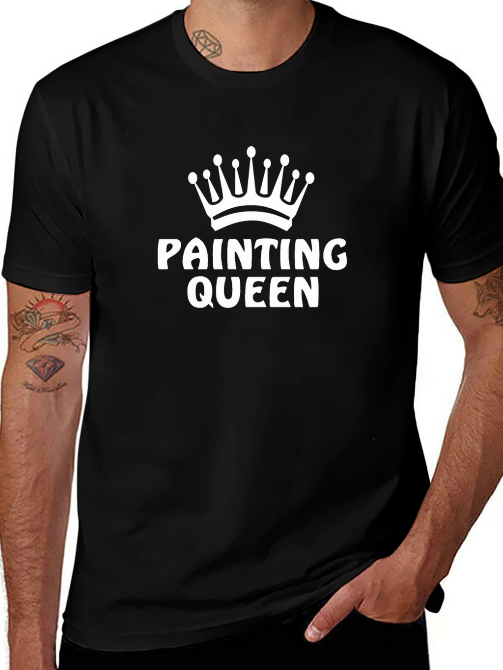 Painting Queen Graphic Tee - Black Cotton Shirt