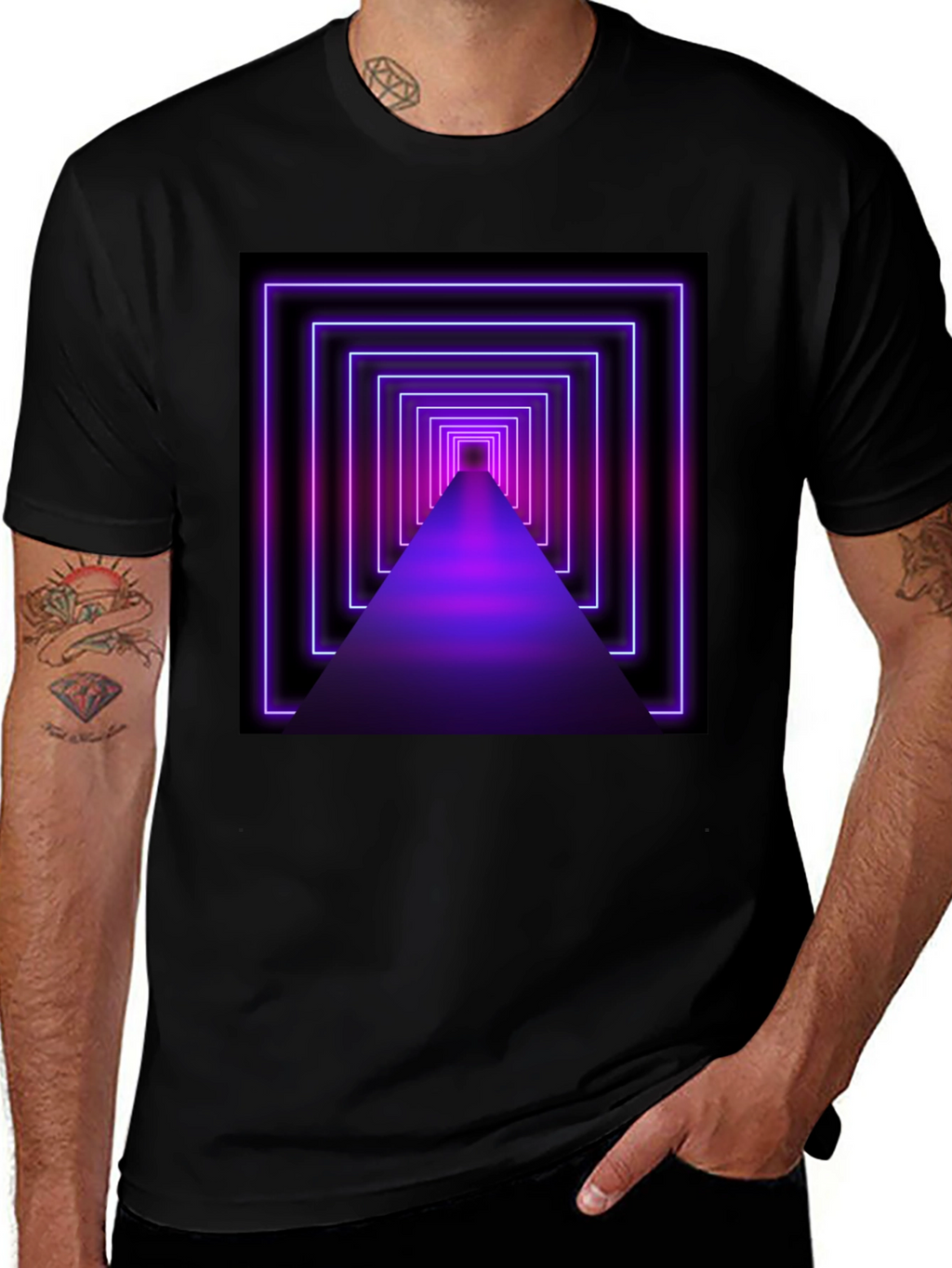 Neon Tunnel Graphic Tee - Futuristic Design