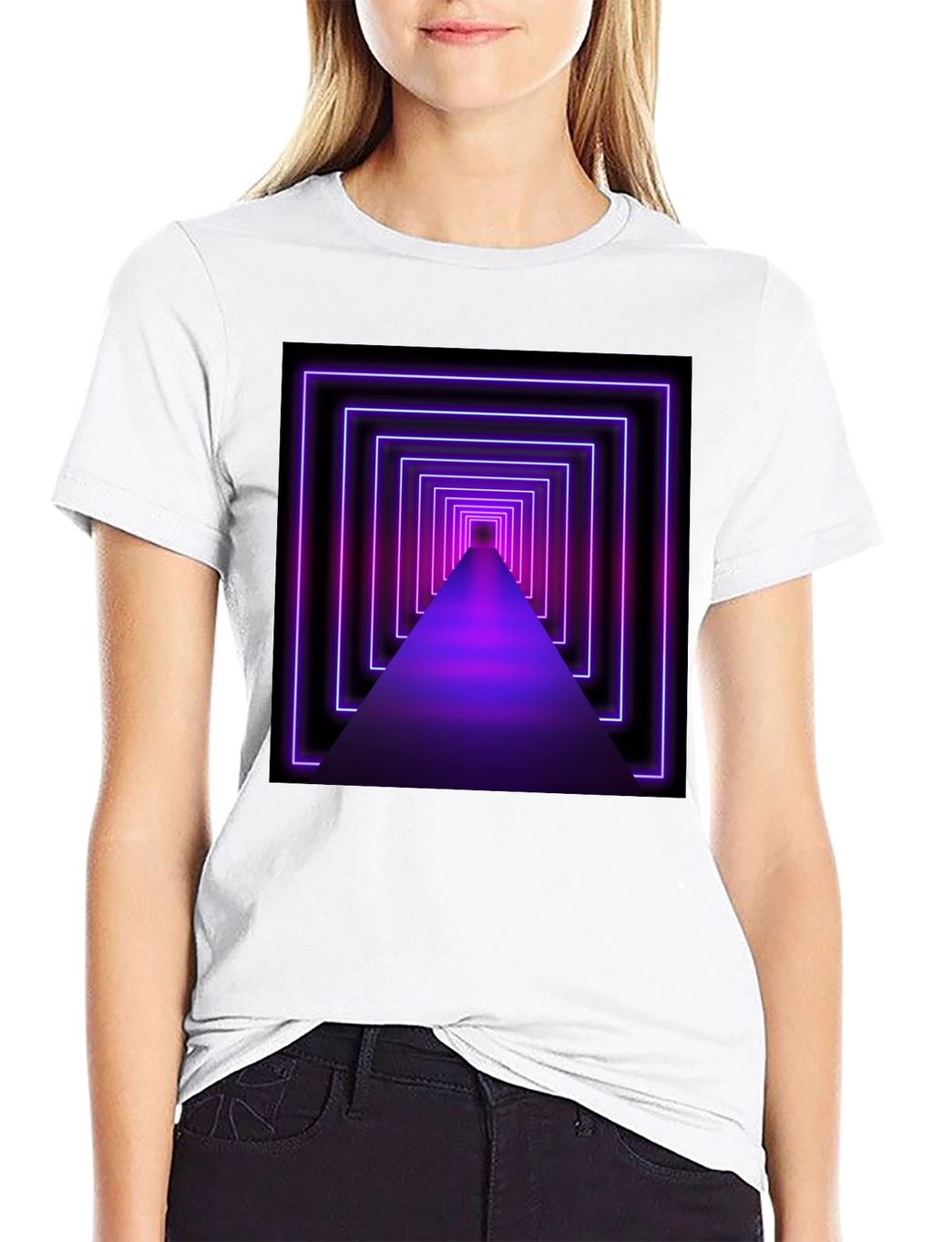 Neon Tunnel Graphic Tee - Futuristic Design