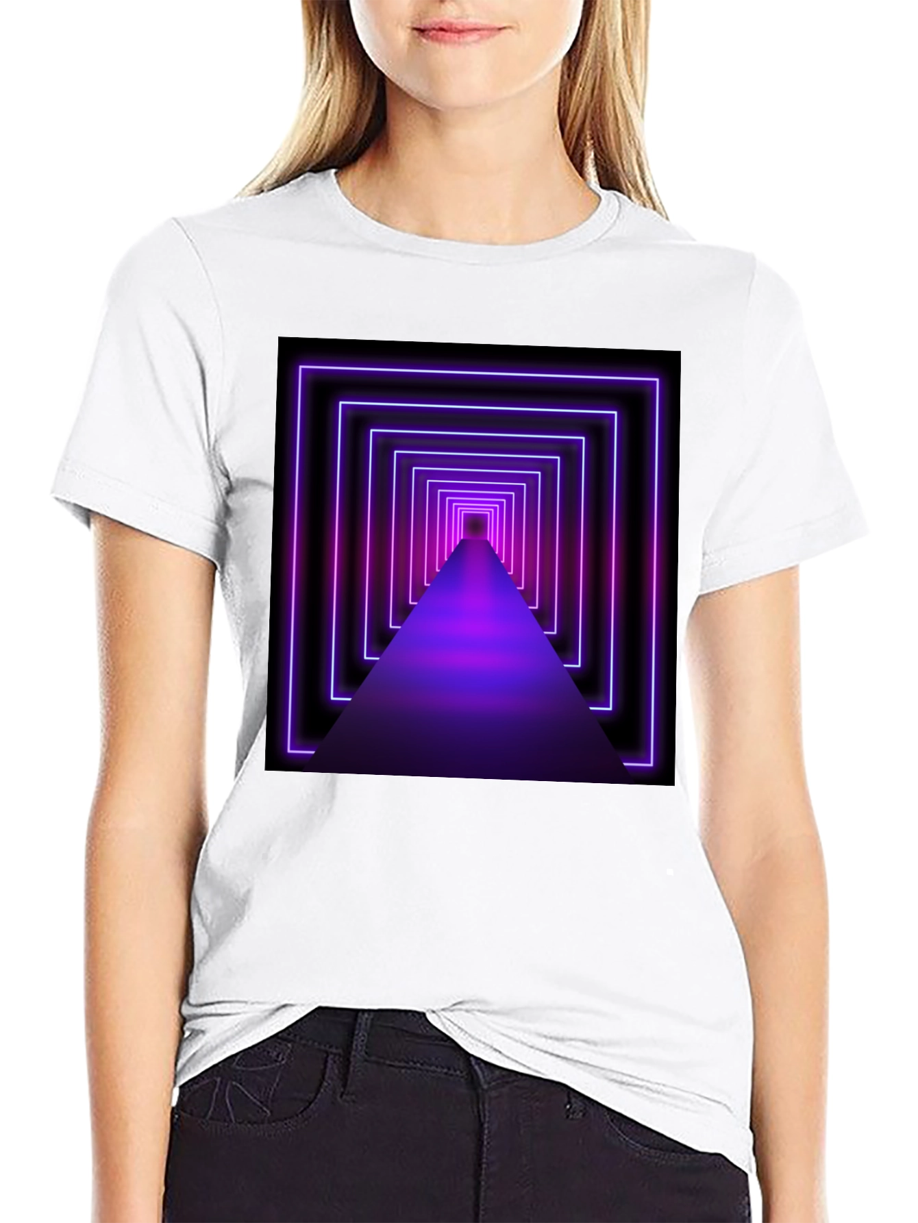 Neon Tunnel Graphic Tee - Futuristic Design