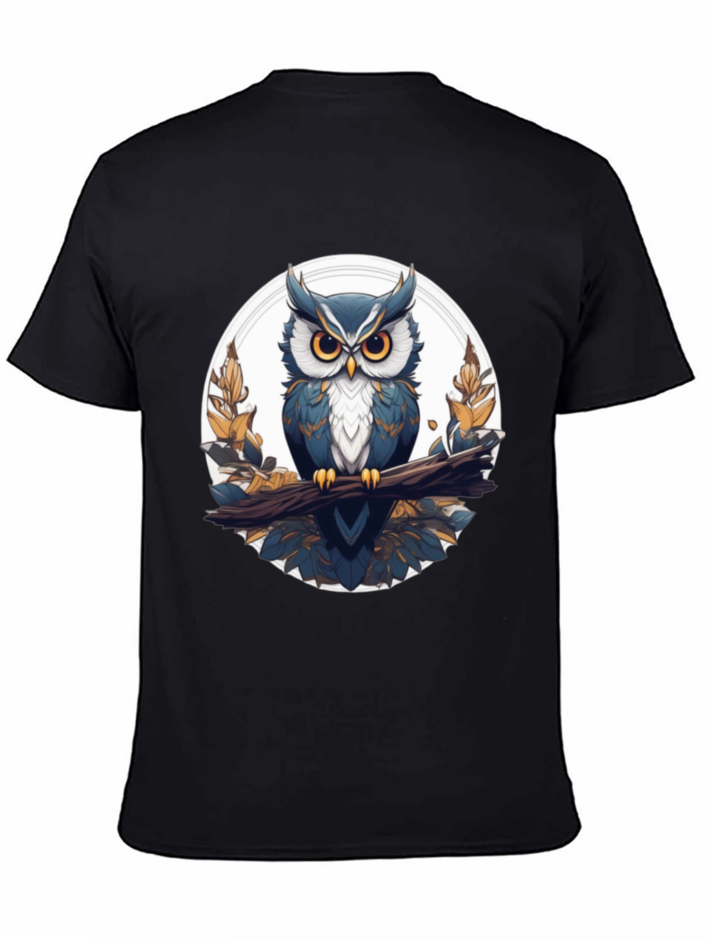 Stylish Owl Graphic Tee - Black Cotton T-Shirt
