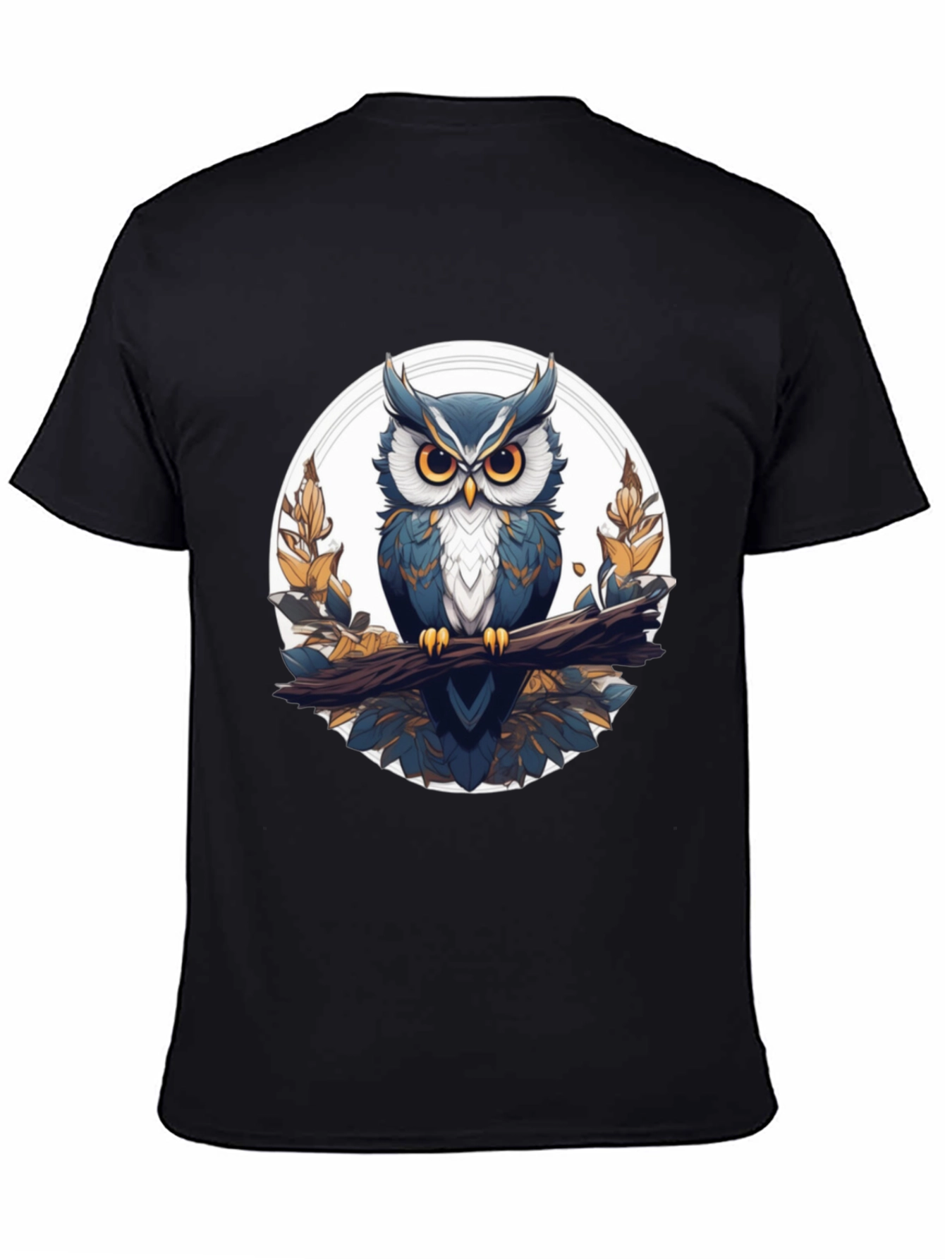 Stylish Owl Graphic Tee - Black Cotton T-Shirt