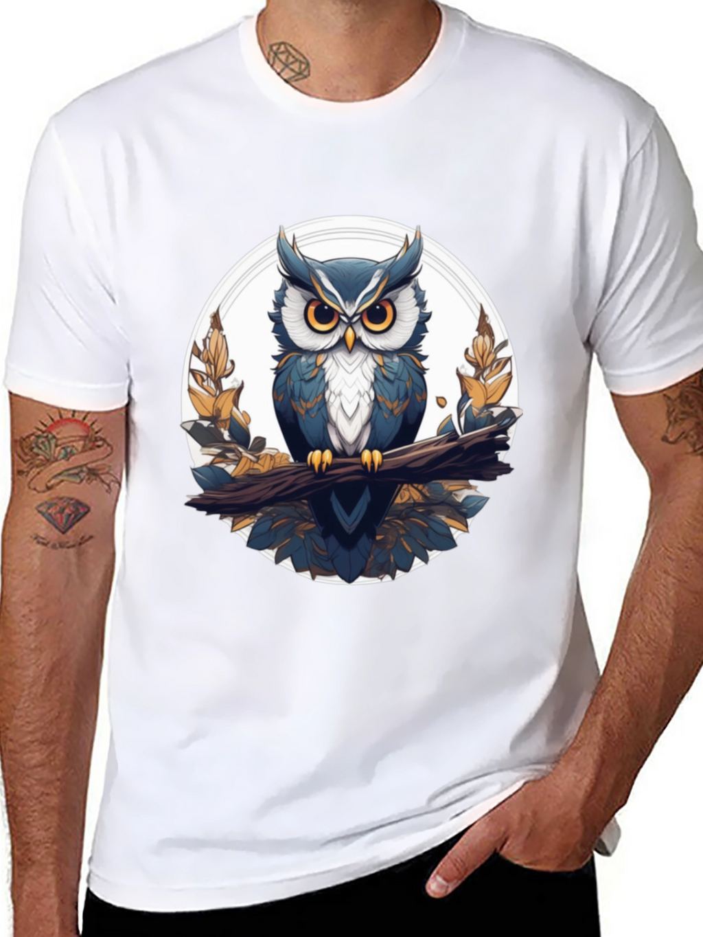 Stylish Owl Graphic Tee - Black Cotton T-Shirt