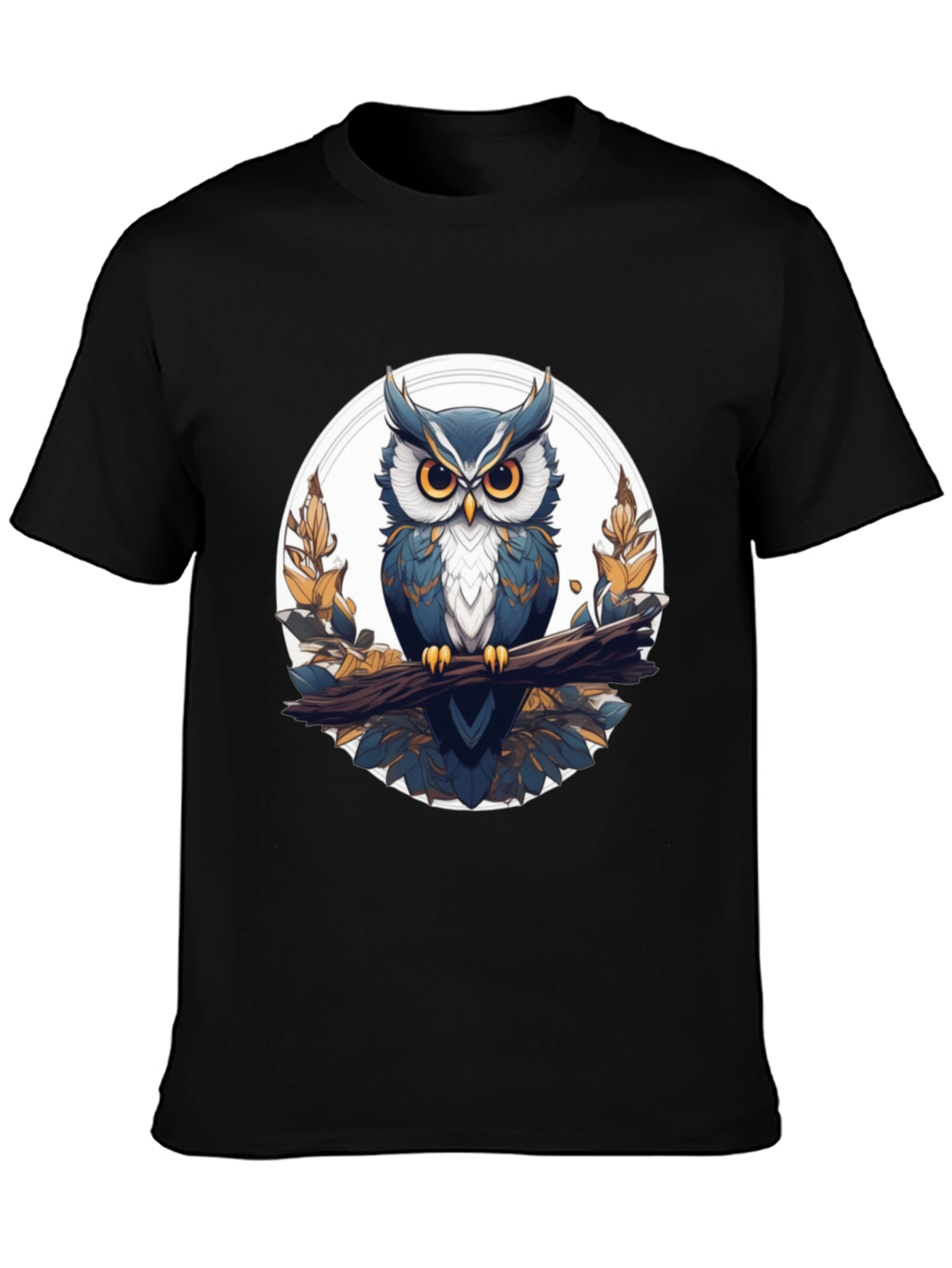 Stylish Owl Graphic Tee - Black Cotton T-Shirt