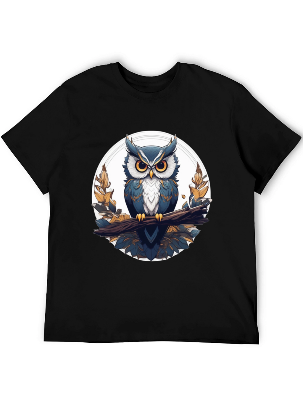 Stylish Owl Graphic Tee - Black Cotton T-Shirt