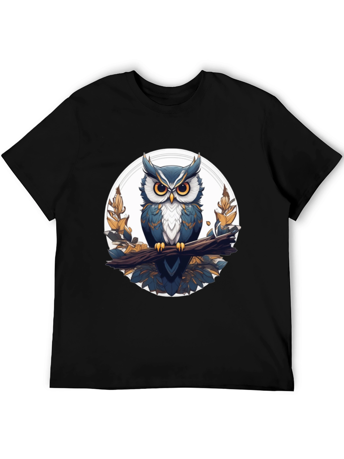 Stylish Owl Graphic Tee - Black Cotton T-Shirt