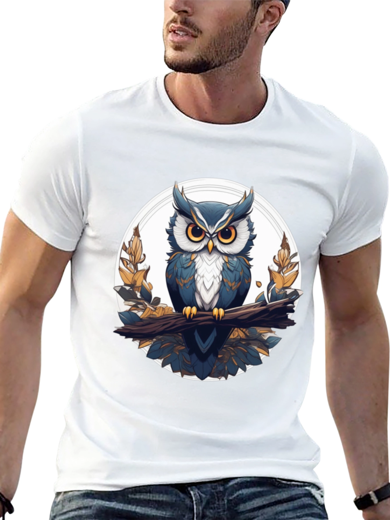 Stylish Owl Graphic Tee - Black Cotton T-Shirt