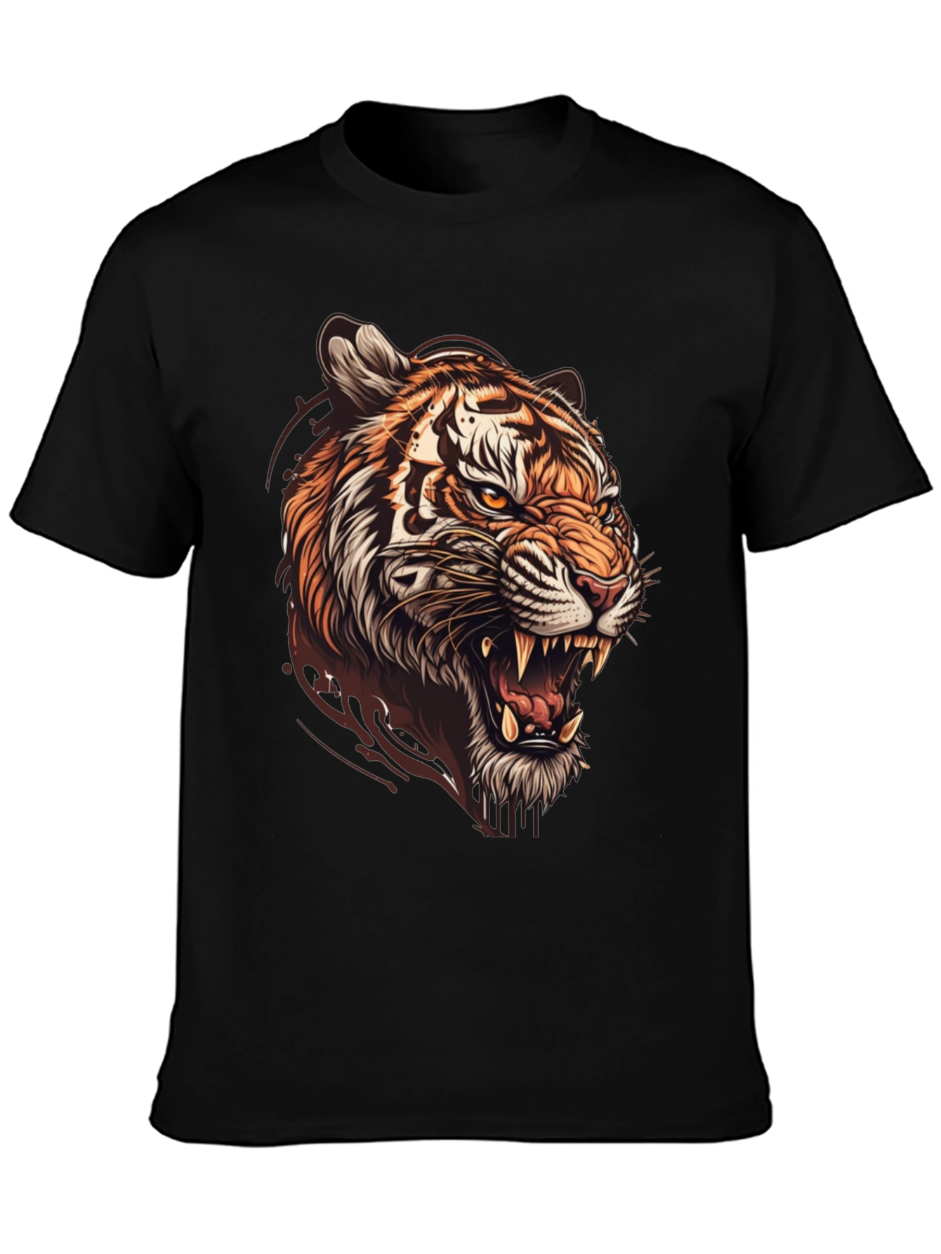 Tiger Graphic Print Mens Black T-Shirt