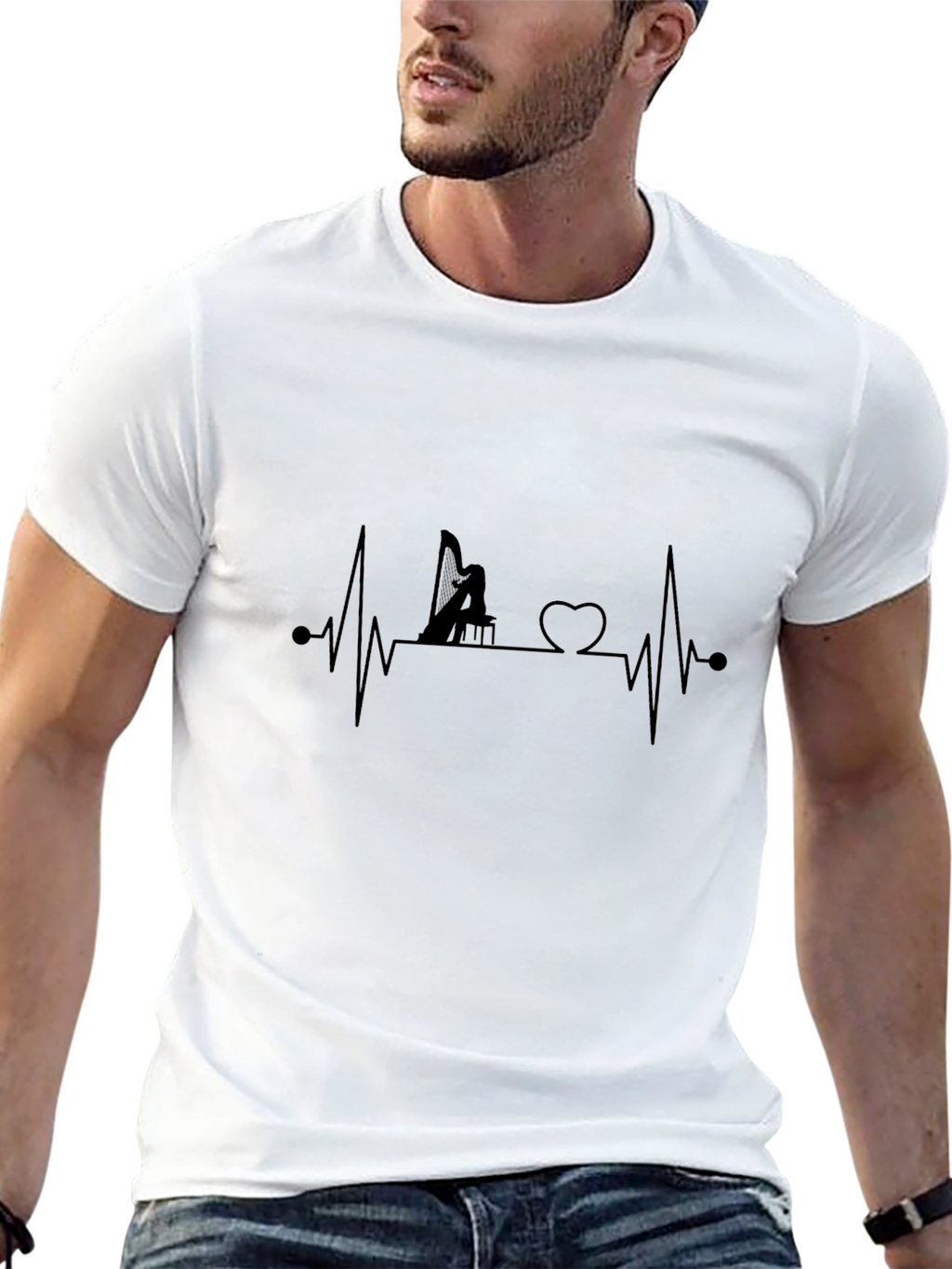 Harp Heartbeat T-Shirt - Music Lover Tee