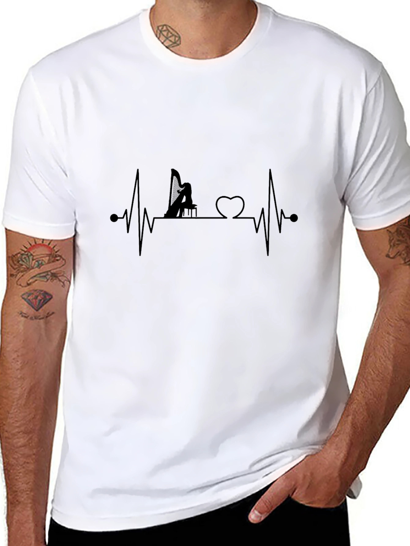 Harp Heartbeat T-Shirt - Music Lover Tee