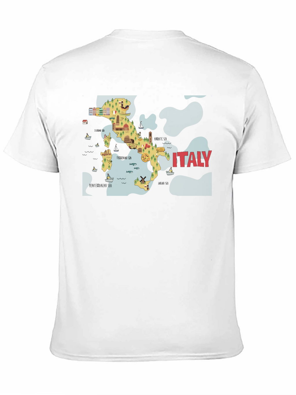 Italy Map Graphic T-Shirt - Black