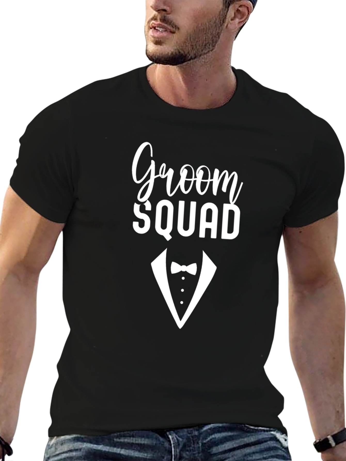 Groom Squad Graphic Tee - Black Cotton Blend