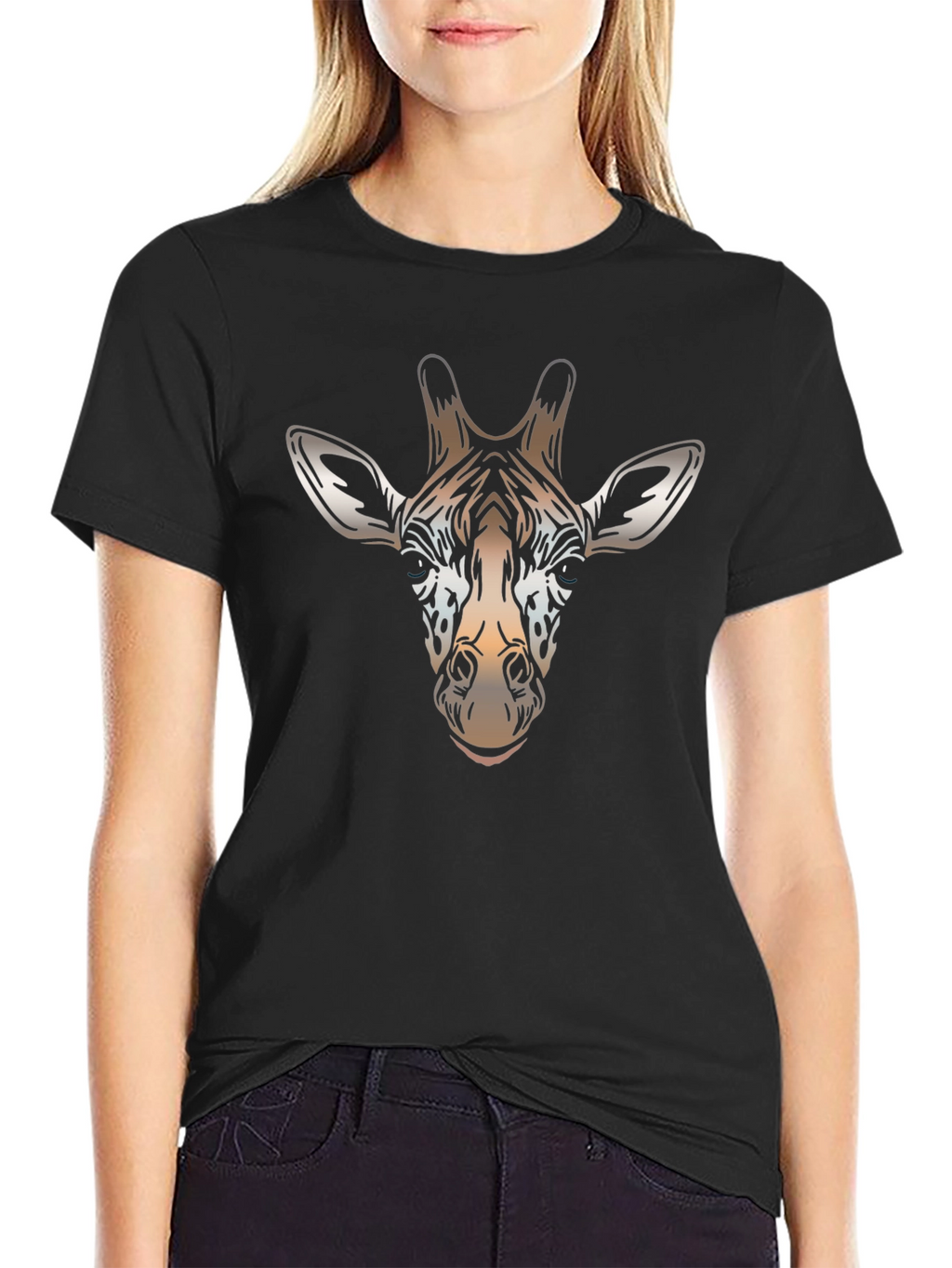 Giraffe Head Graphic T-Shirt - Stylish Animal Print Tee