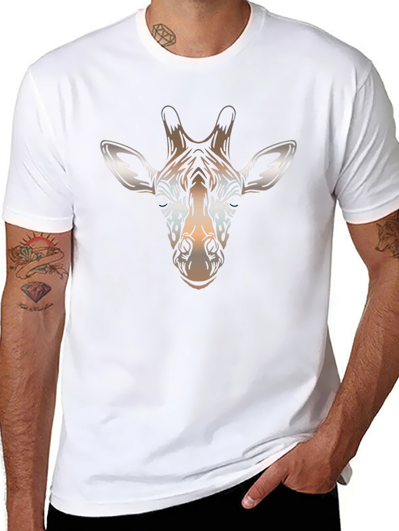 Giraffe Head Graphic T-Shirt - Stylish Animal Print Tee