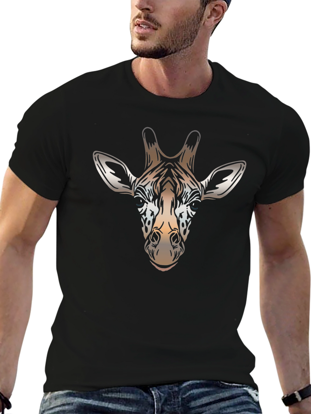Giraffe Head Graphic T-Shirt - Stylish Animal Print Tee