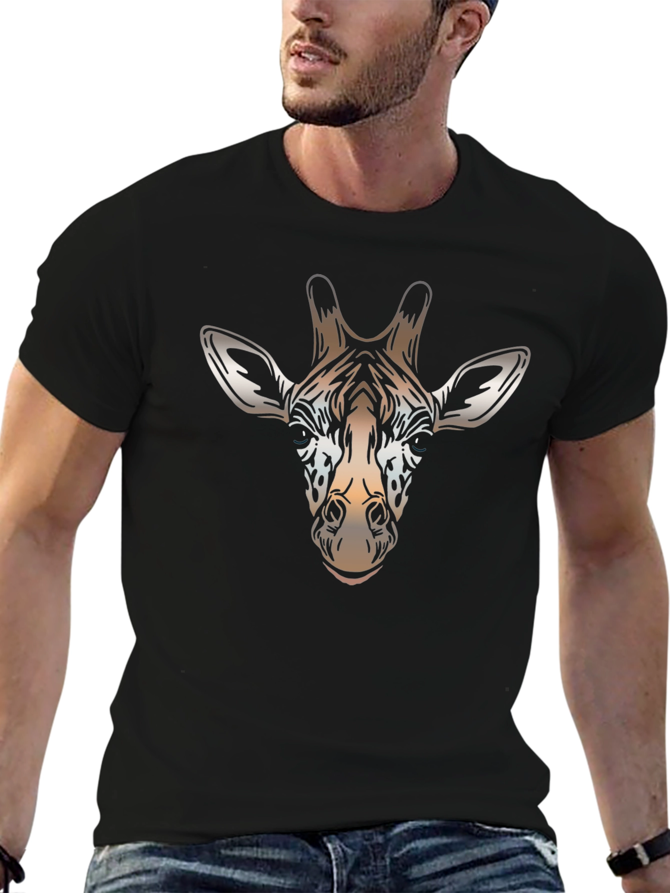 Giraffe Head Graphic T-Shirt - Stylish Animal Print Tee