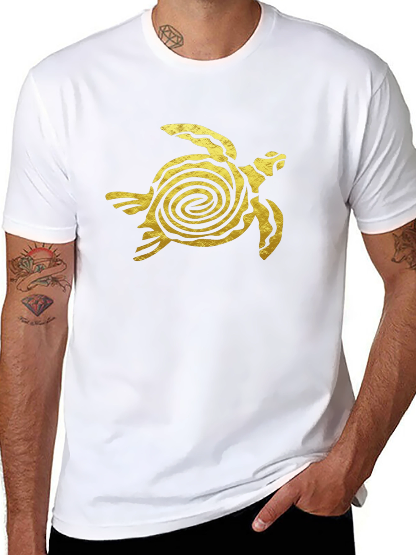 Gold Turtle Graphic Black T-Shirt