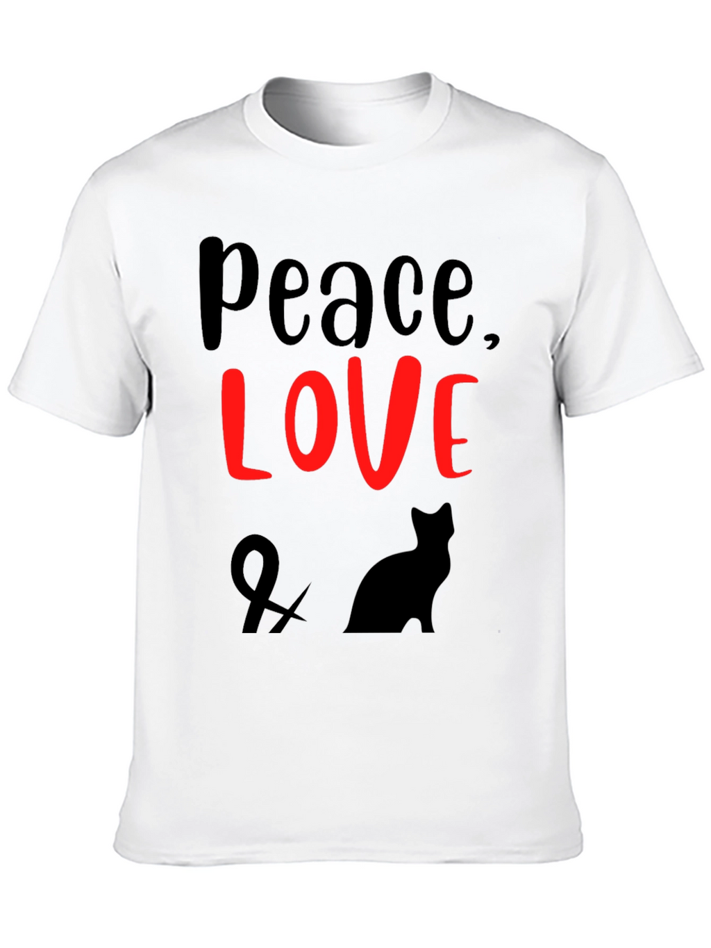 Peace Love & Cats Black T-Shirt