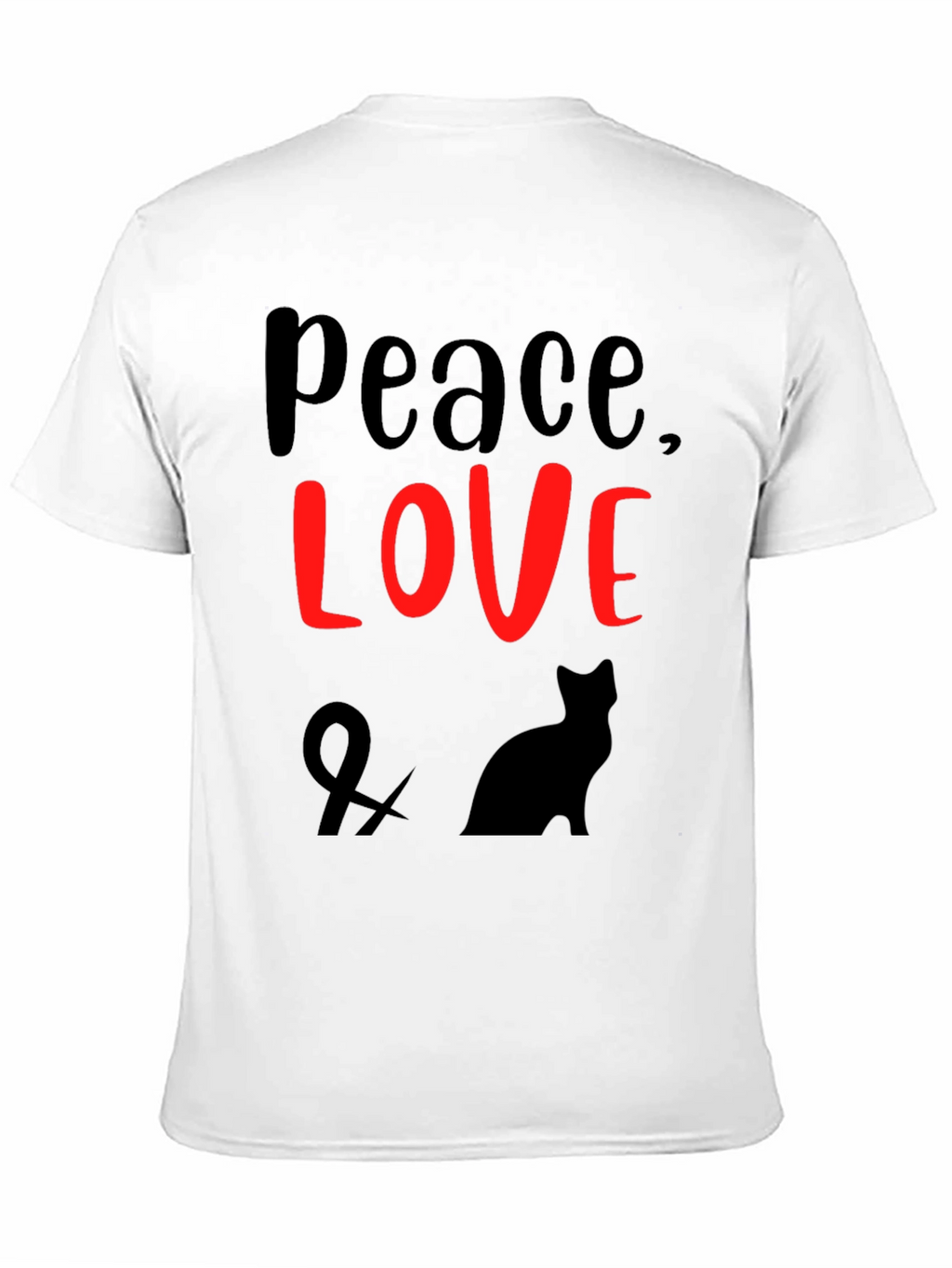 Peace Love & Cats Black T-Shirt