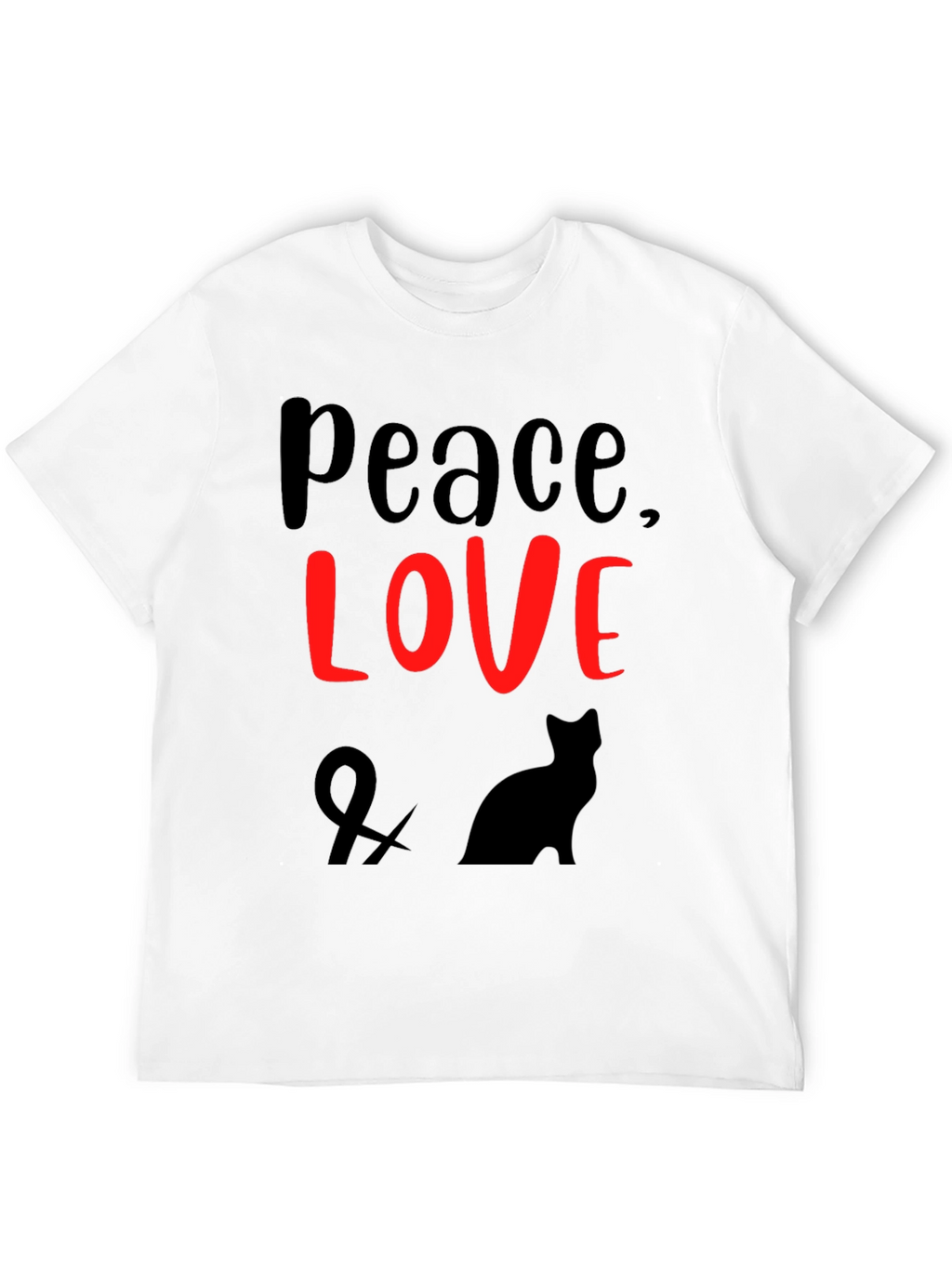 Peace Love & Cats Black T-Shirt