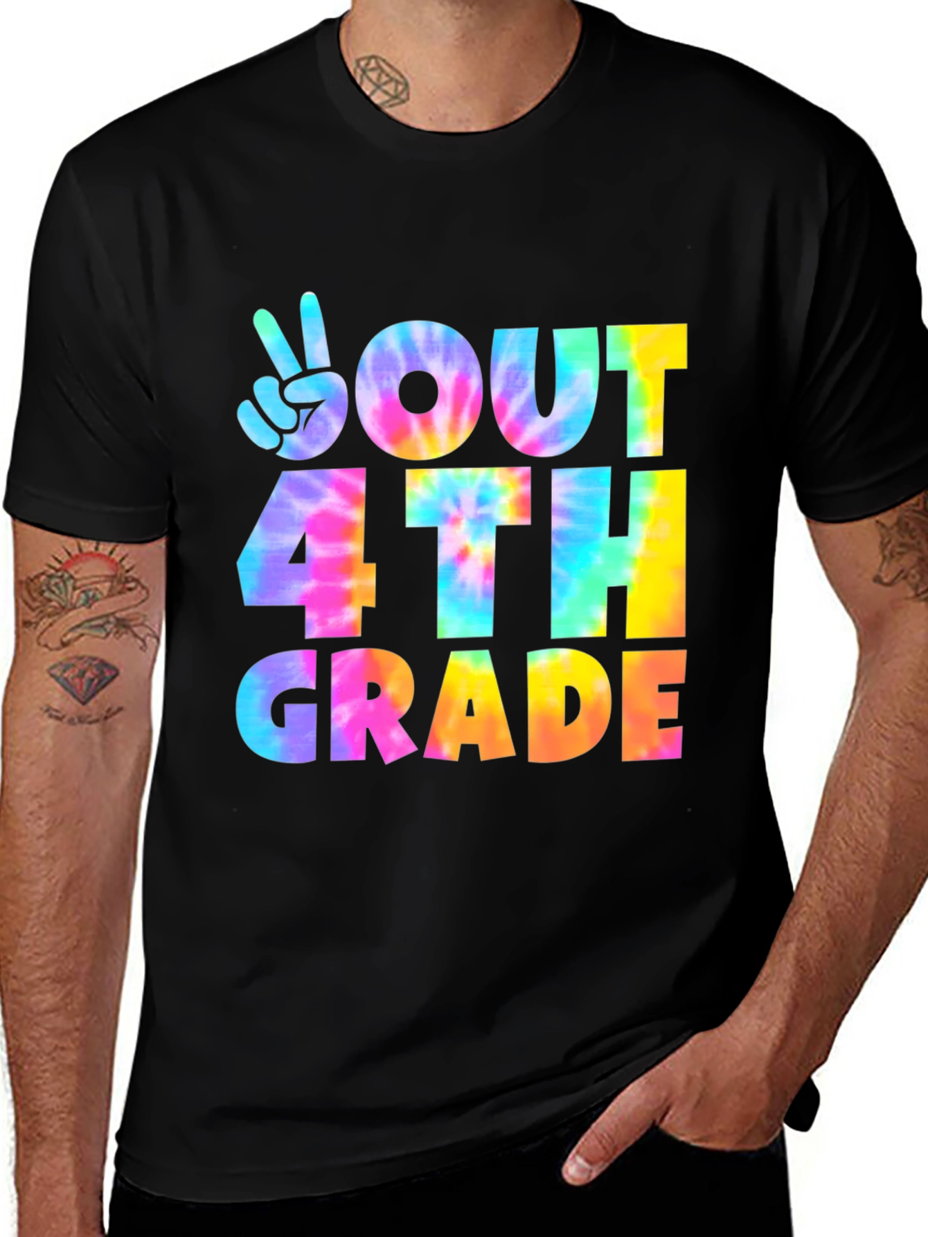 Out 4th Grade Tie-Dye Peace Sign T-Shirt