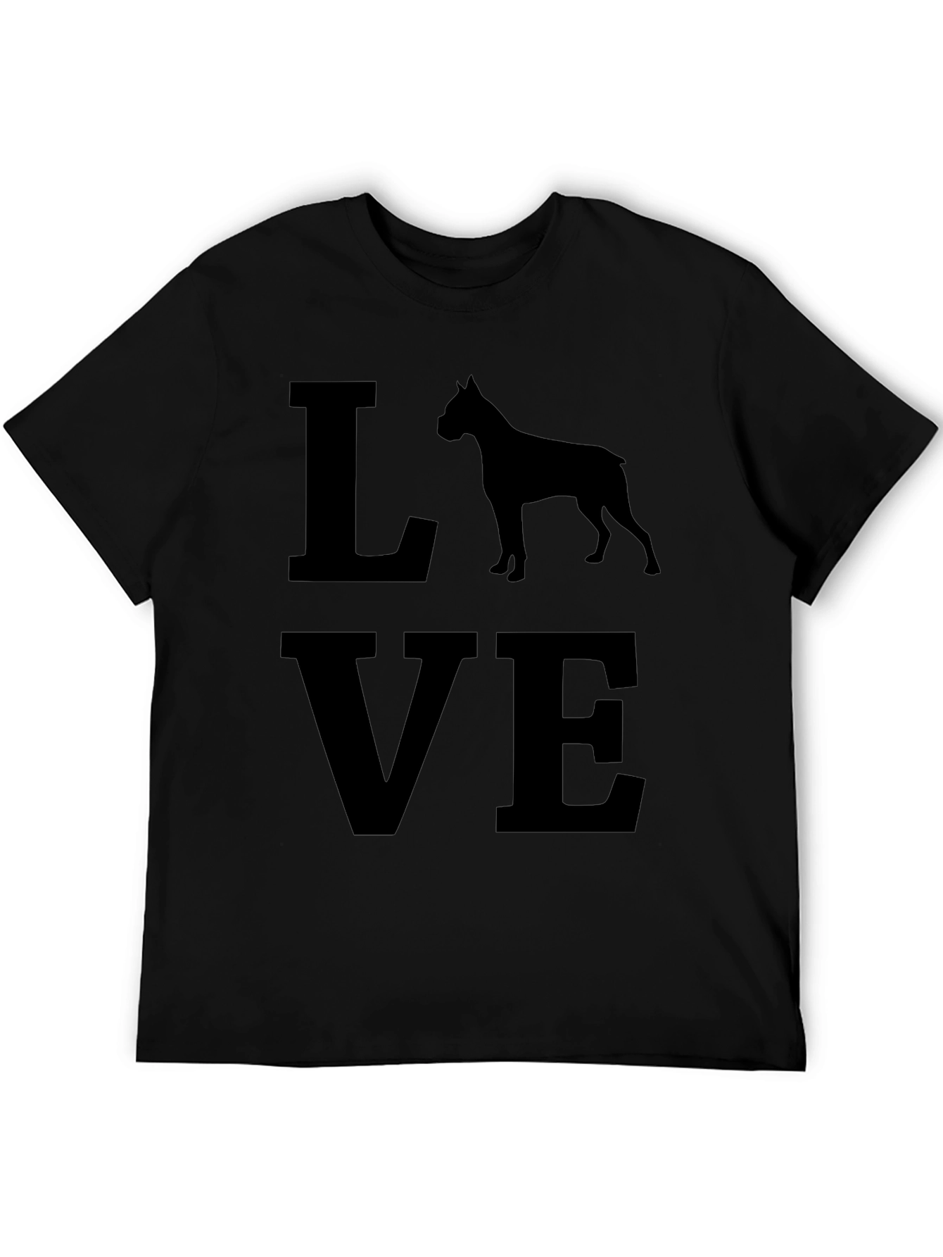 Love Boxer Dog T-Shirt - Black Graphic Tee