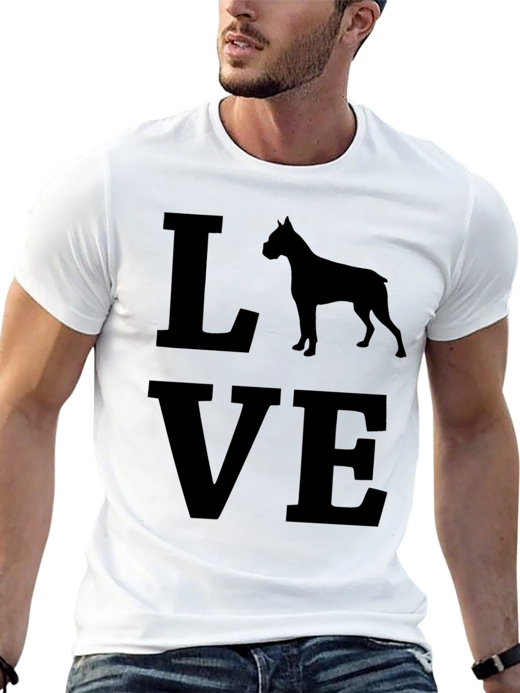 Love Boxer Dog T-Shirt - Black Graphic Tee