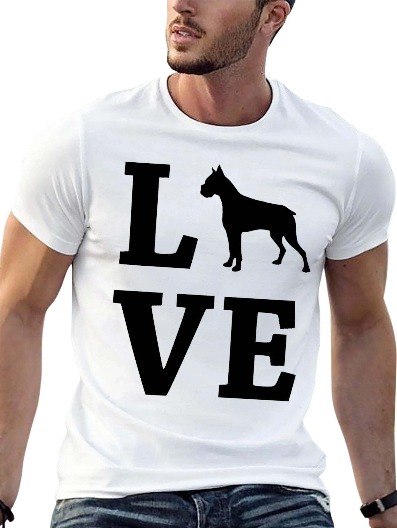 Love Boxer Dog T-Shirt - Black Graphic Tee