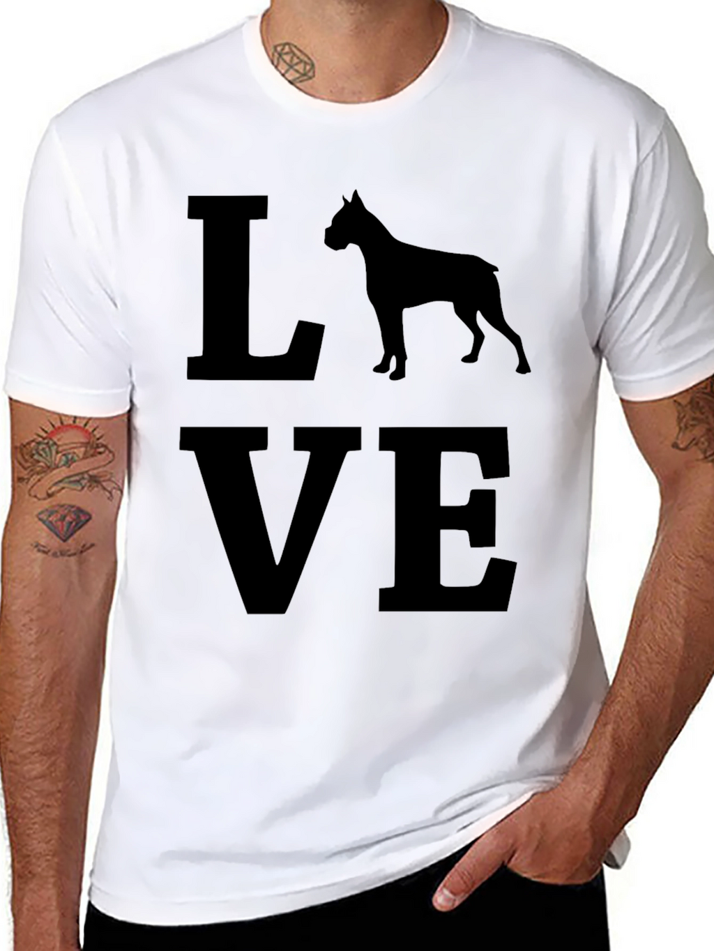 Love Boxer Dog T-Shirt - Black Graphic Tee