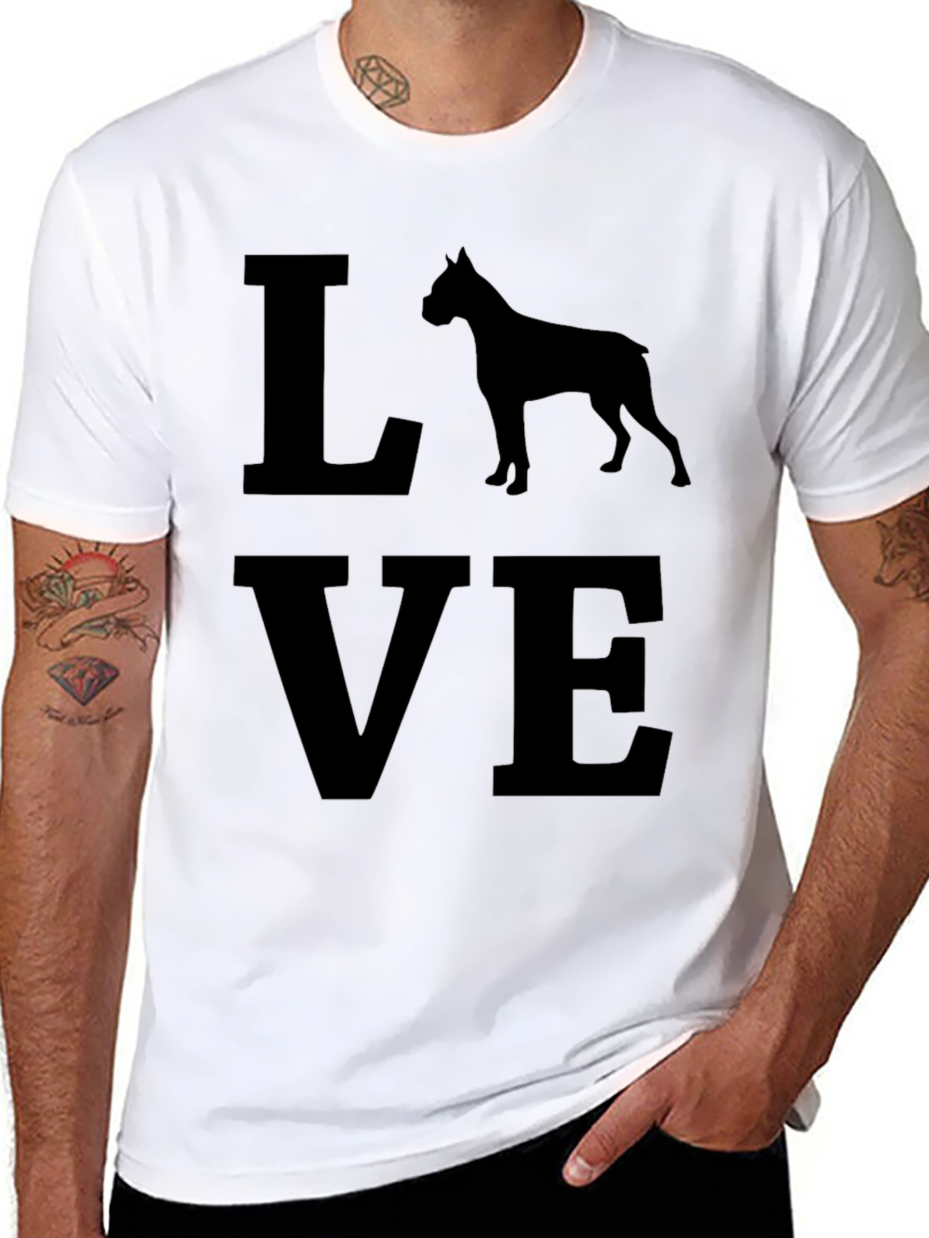 Love Boxer Dog T-Shirt - Black Graphic Tee