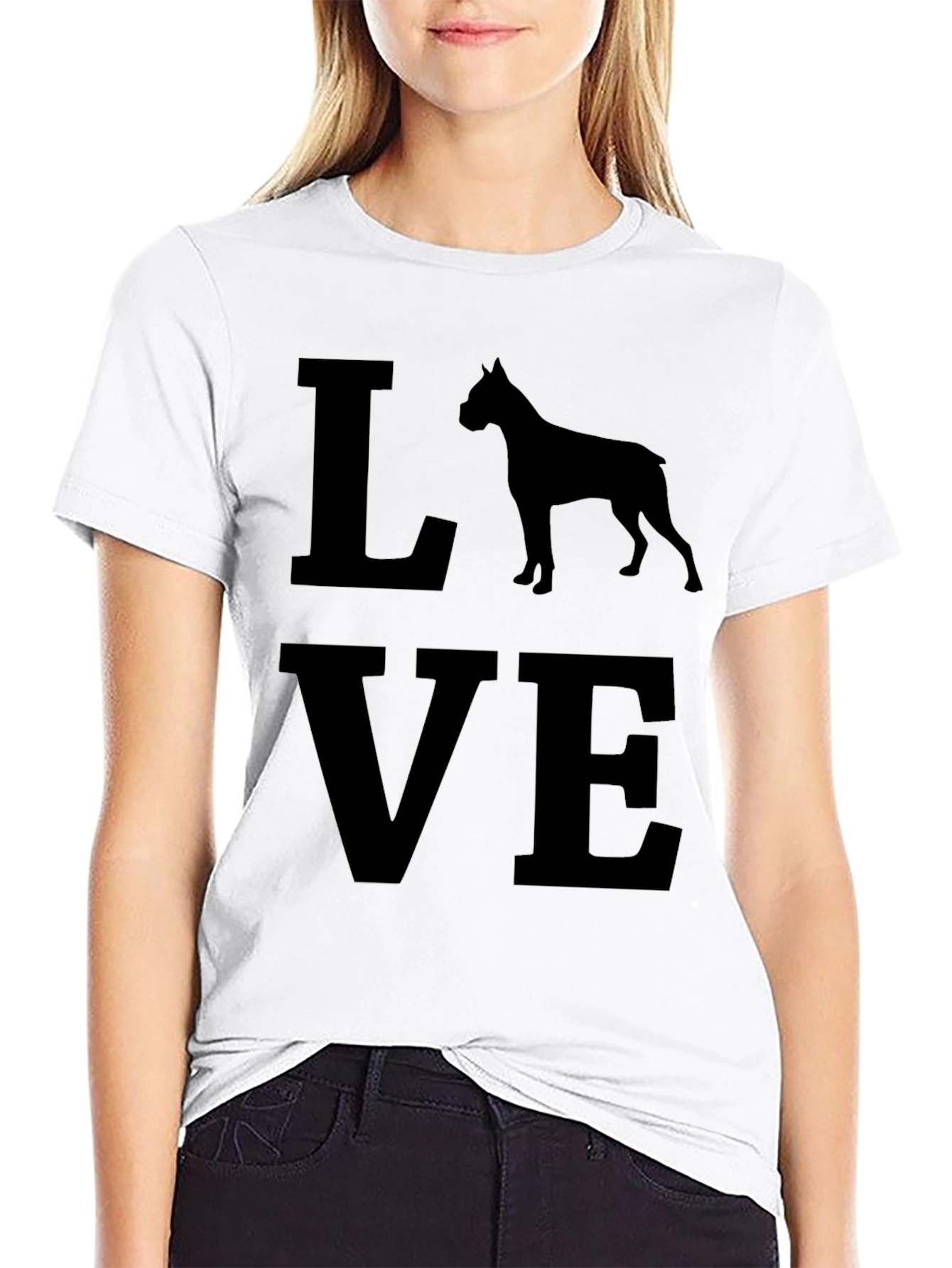 Love Boxer Dog T-Shirt - Black Graphic Tee