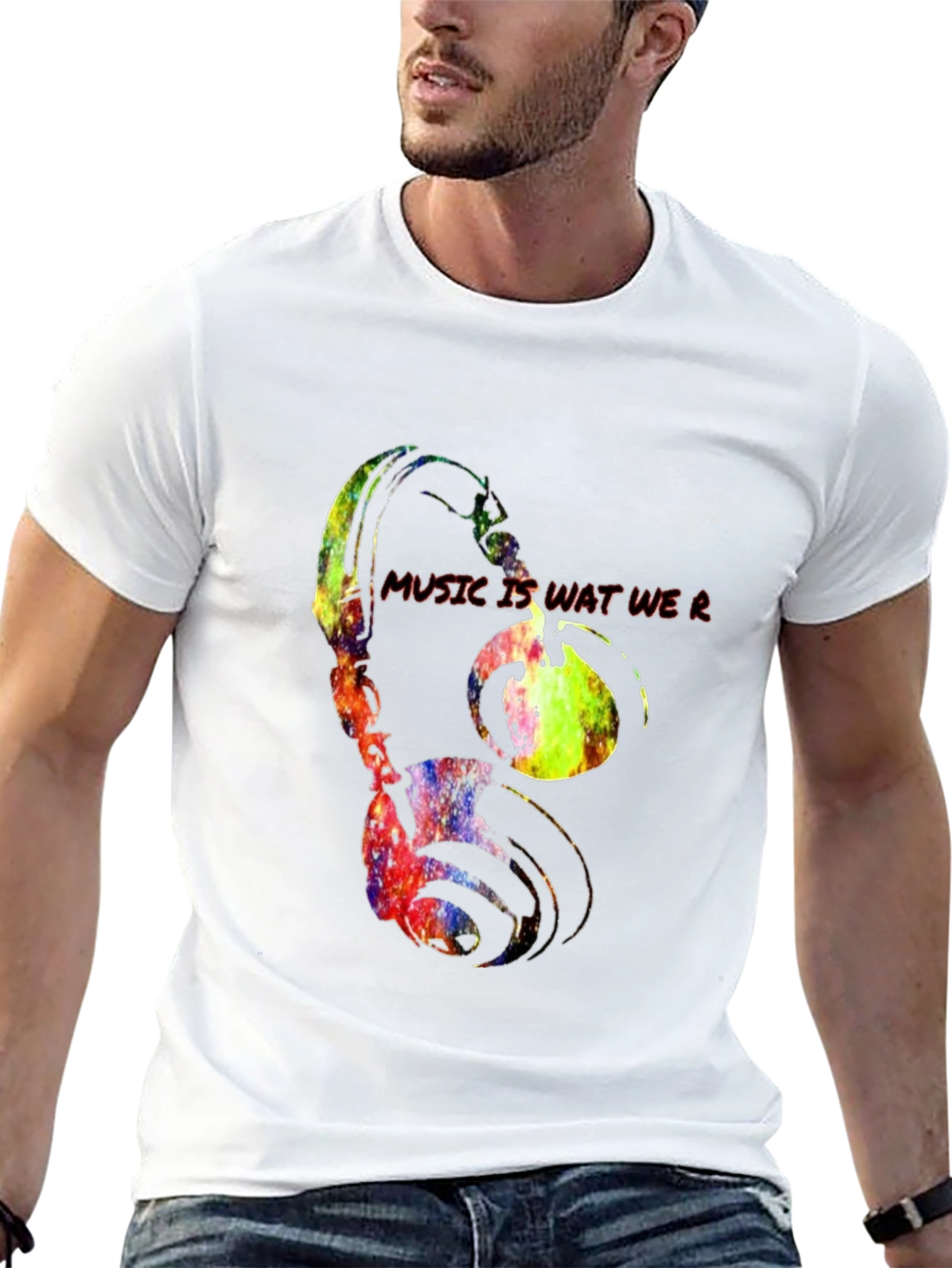 Music Is Wat We R Headphones Graphic Tee