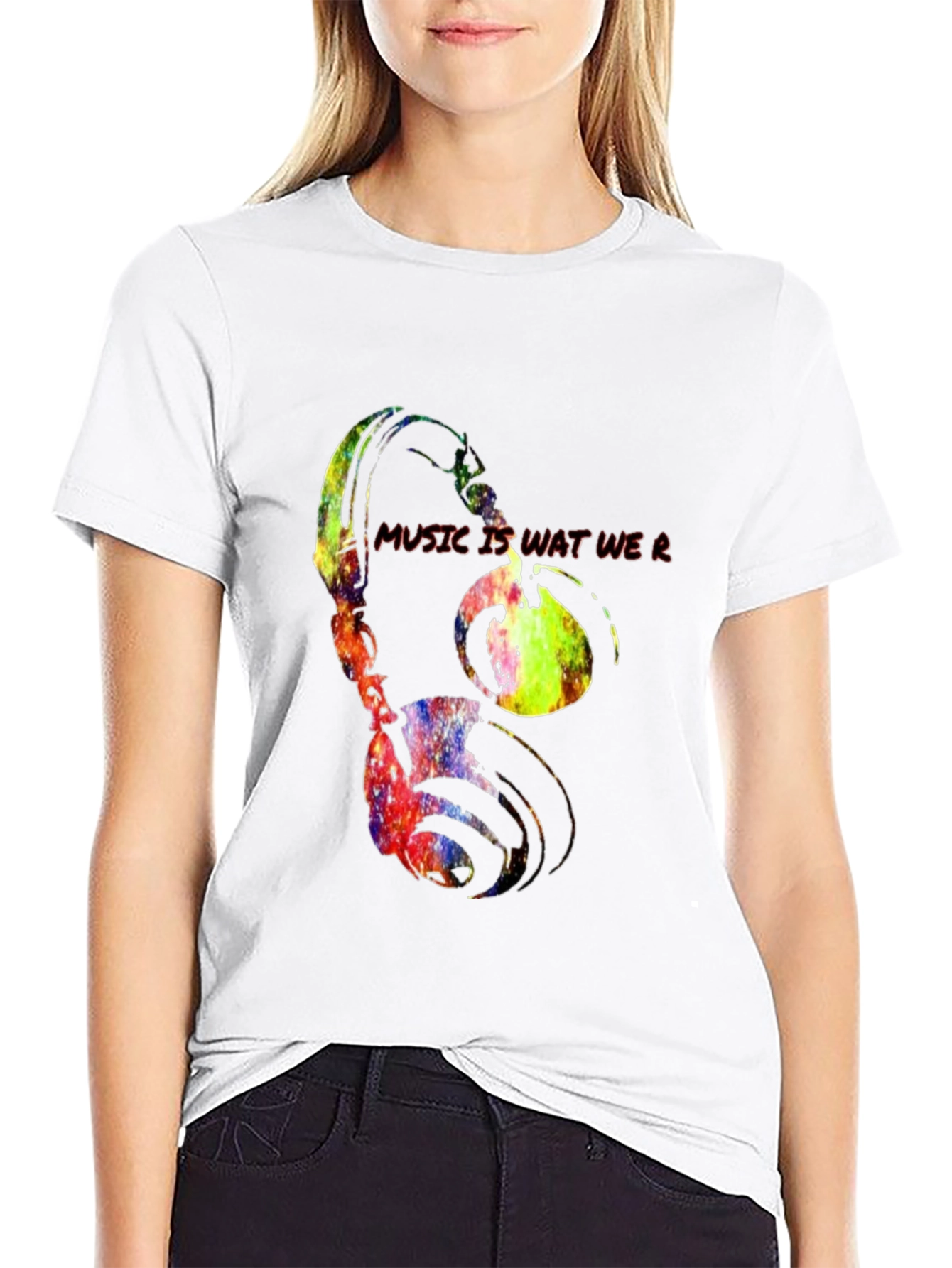 Music Is Wat We R Headphones Graphic Tee