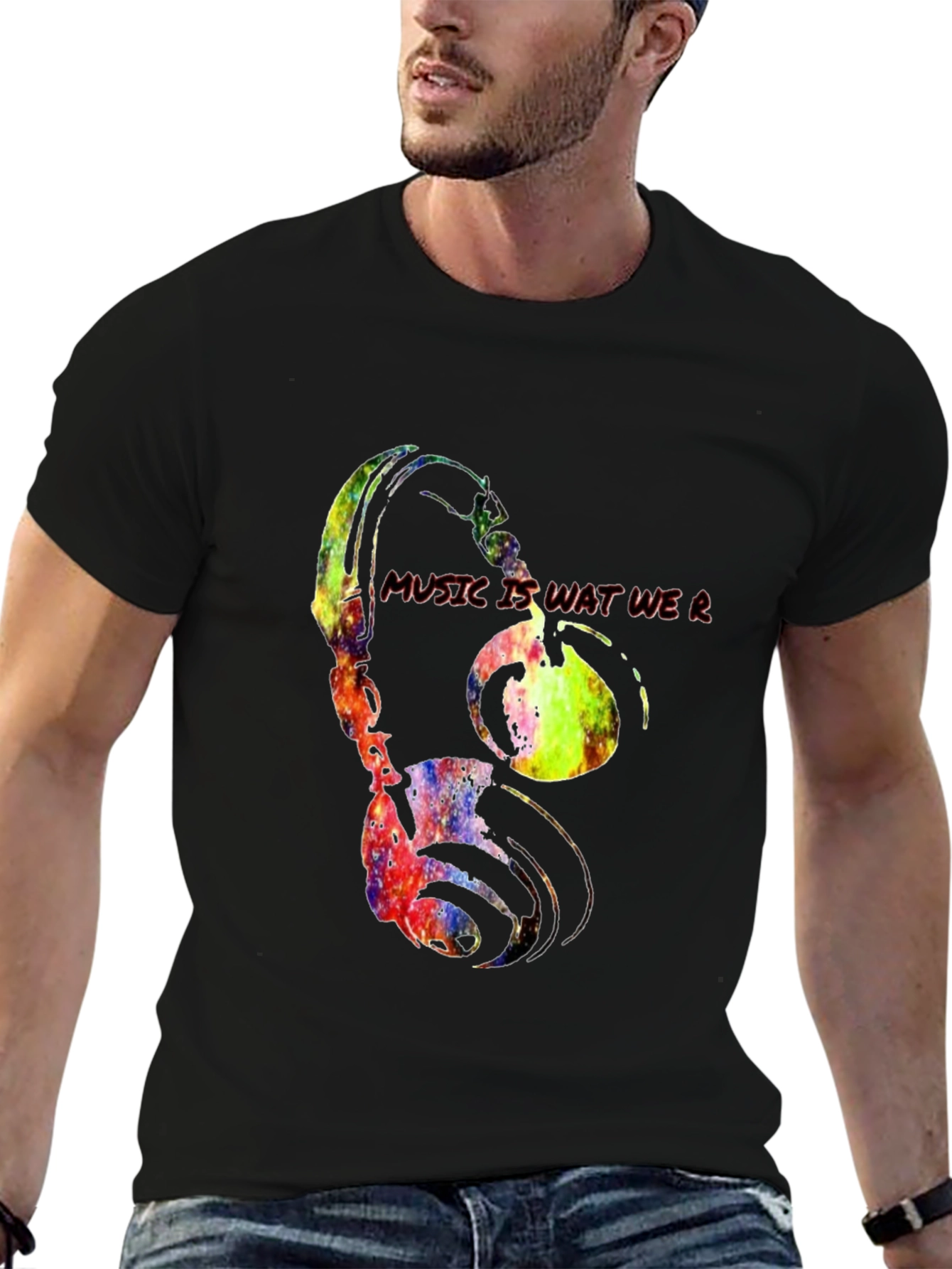 Music Is Wat We R Headphones Graphic Tee