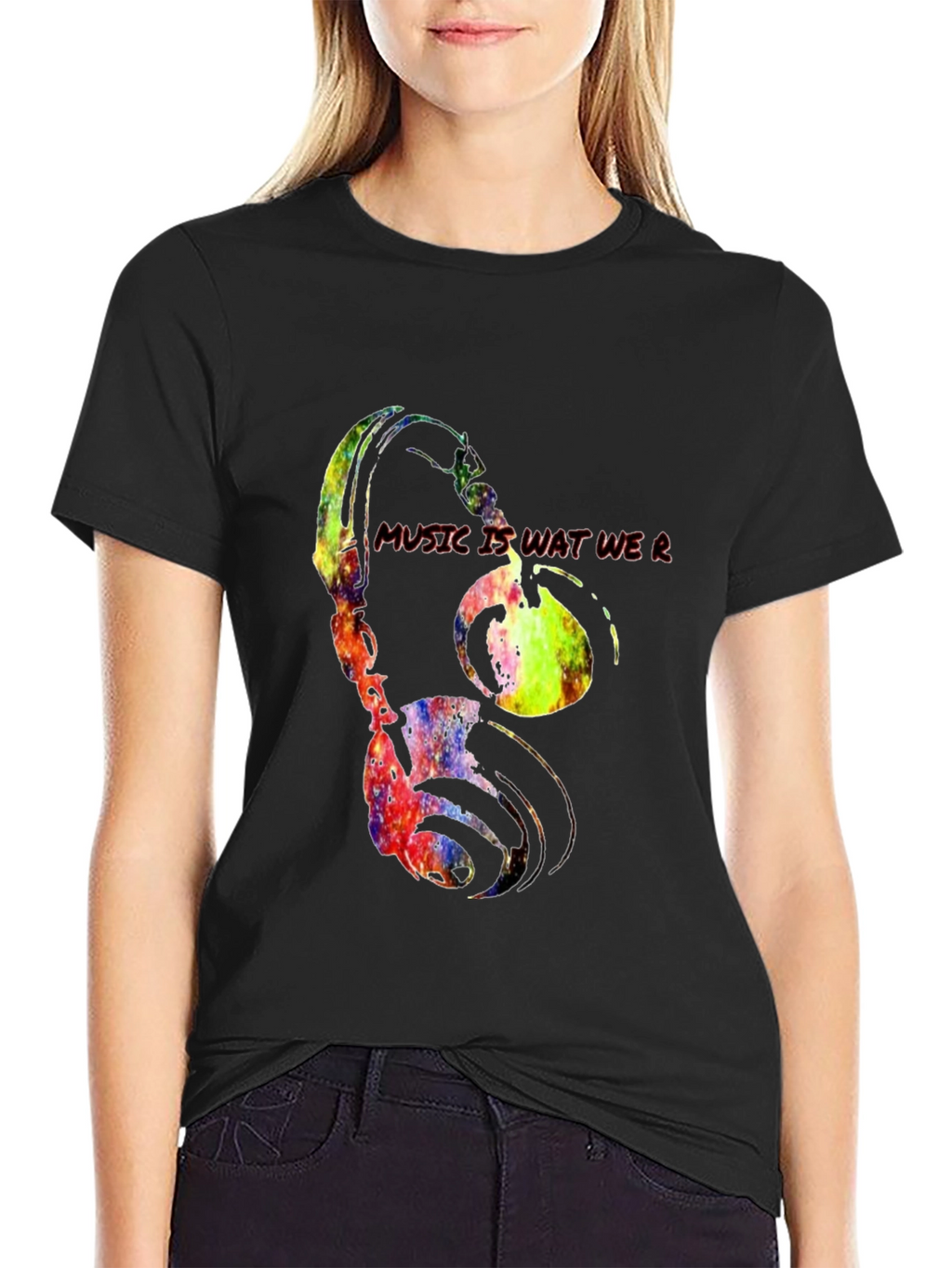 Music Is Wat We R Headphones Graphic Tee