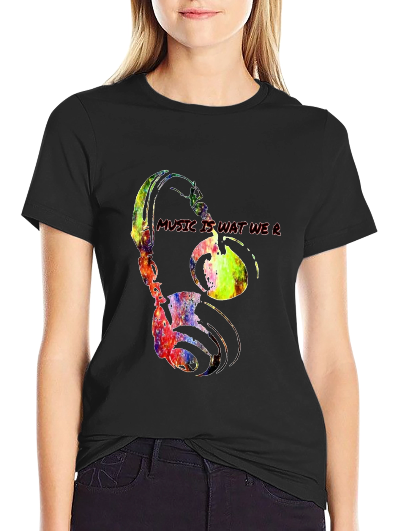 Music Is Wat We R Headphones Graphic Tee