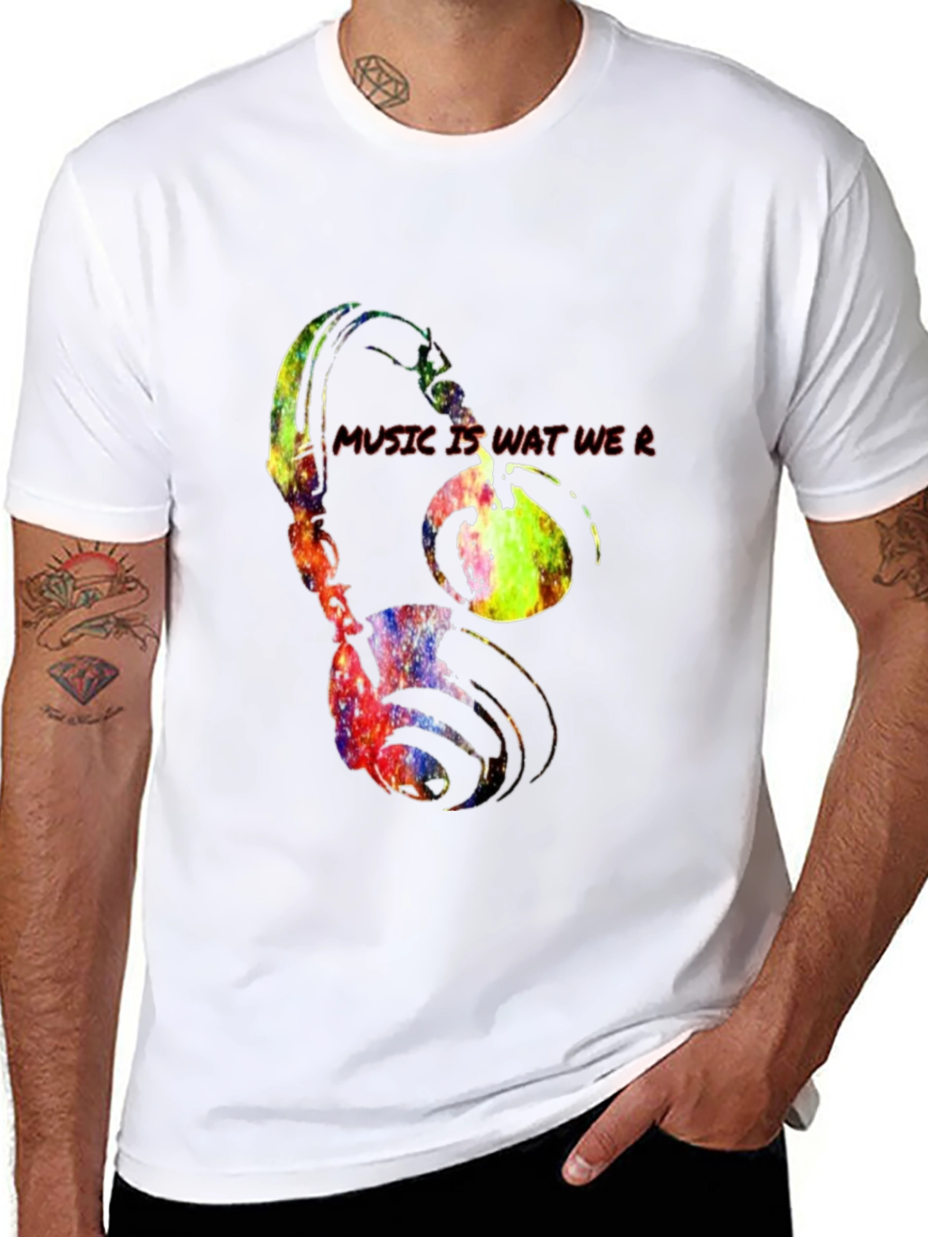 Music Is Wat We R Headphones Graphic Tee