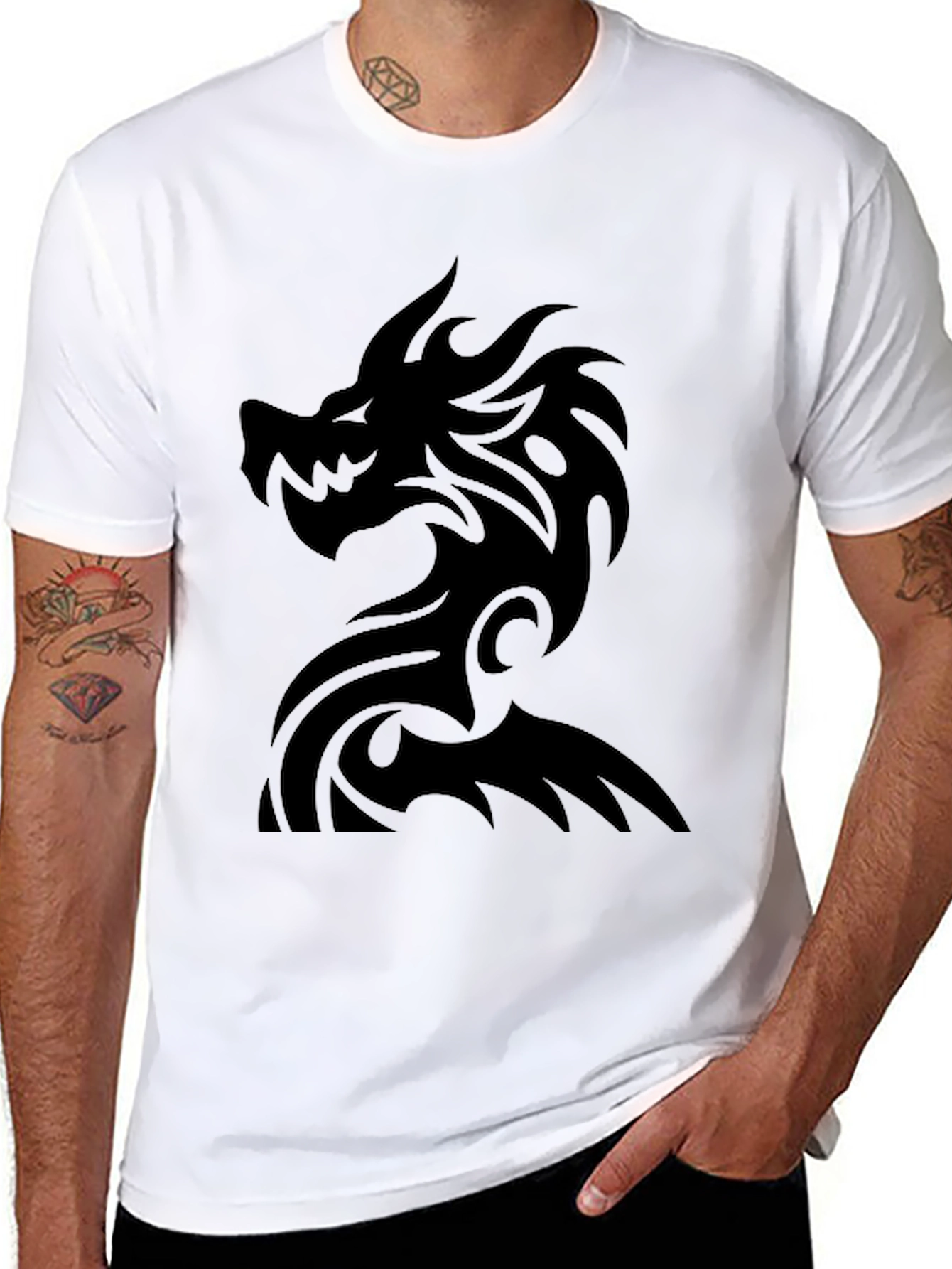Black Dragon Graphic Tee - Mens Fashion