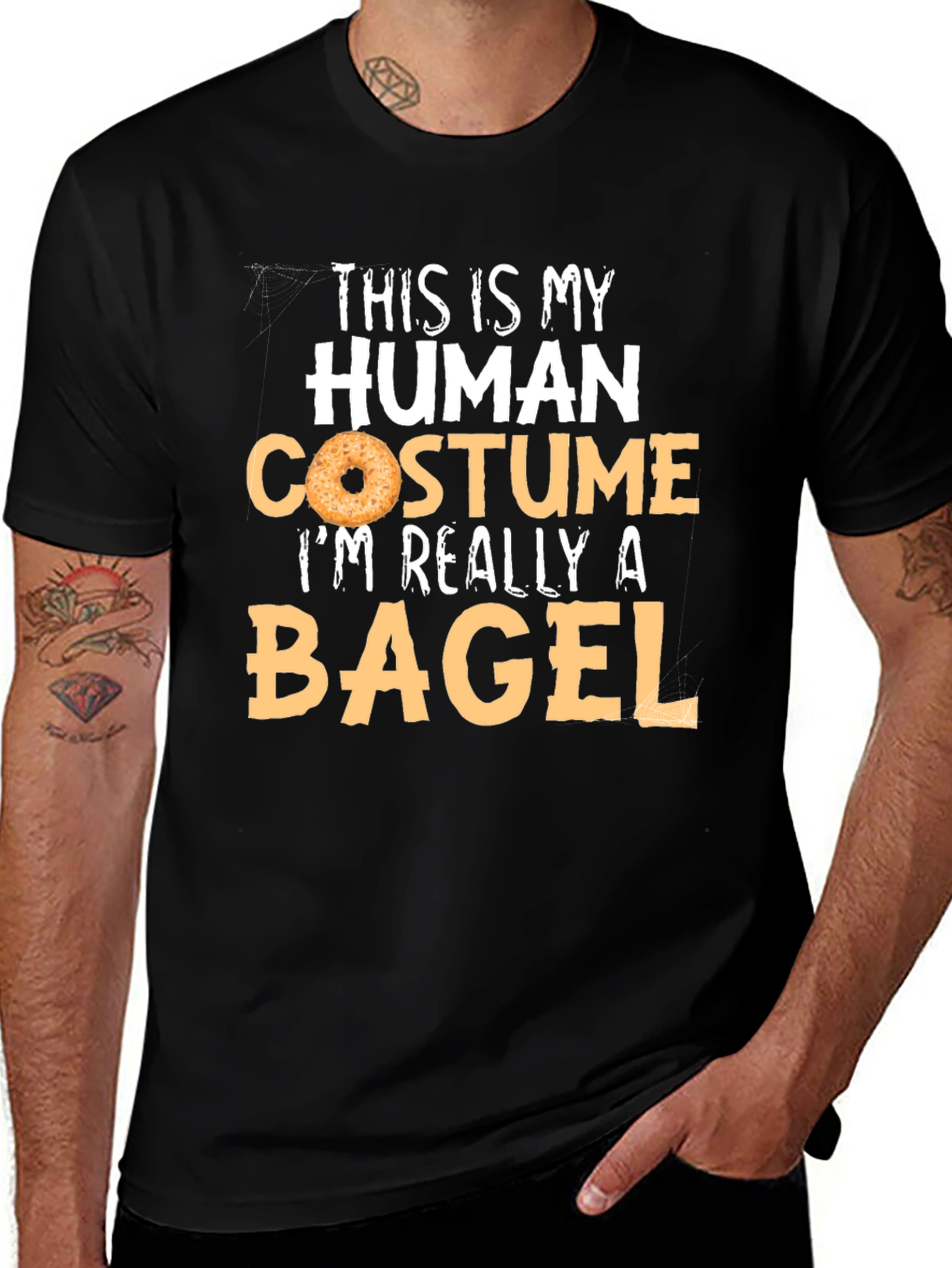 Human Costume Bagel T-Shirt - Funny Halloween Tee